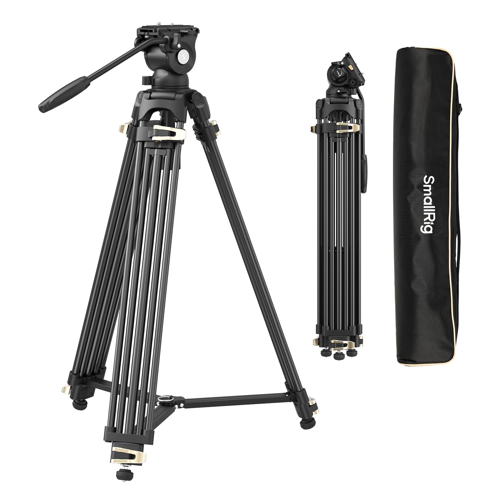 Smallrig Ad-01S Video Tripod, 74" Heavy Duty Tripod With Pan And Tilt Fluid Head, Dual-Mode Quick Release Plate, Load Up To 13.2Lb / 6Kg For Dslr, Camcorder, Cameras