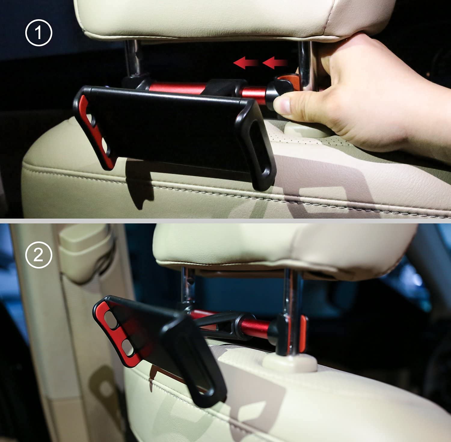 Salex Car Headrest Tablet Holder. Black Car Back Seat Baby Mobile Phone Holder. Universal Baby Head Rest Bracket For Kids. Adjustable Tablet Clamp Mount For Apple Iphone, Ipad Air Mini, Samsung Tab.