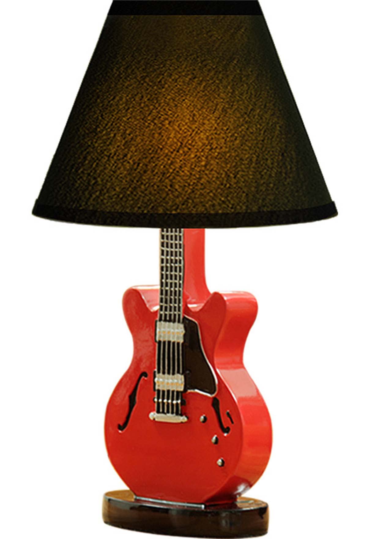 Inletter Modern Creative Cartoon Desk Lamp Red Guitar Lamp Bedroom Bedside Table Lamp Night Light Dimming Warm And Lovely Children ,Red