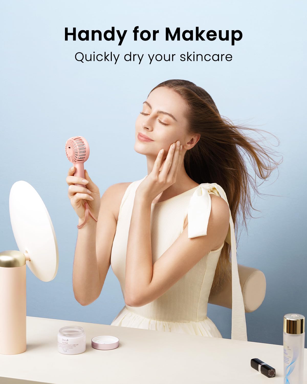 Gaiatop Mini Portable Fan, 3 Speed Powerful Handheld Fan, 2000Mah Battery Operated Cute Design