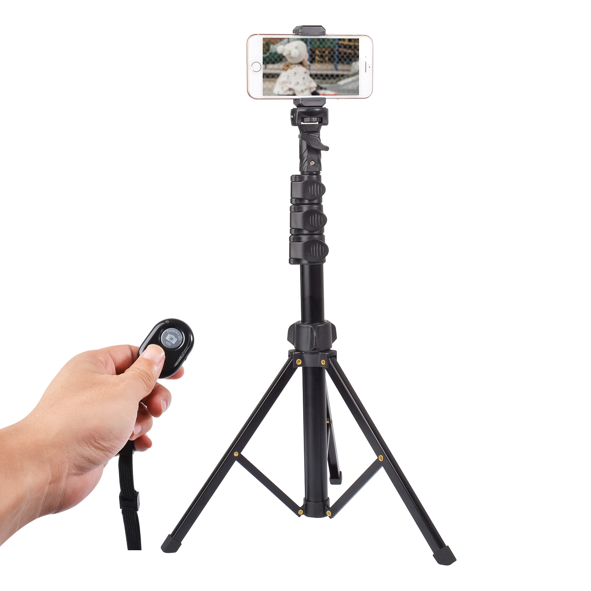 Ruittos Phone Selfie Stick Tripod, 54-Inch Bluetooth Cell Phone Tripod Ring Light Stand Compatible With Iphone 11 Pro X.Samsung Andriod Dslr, Sports Camera,