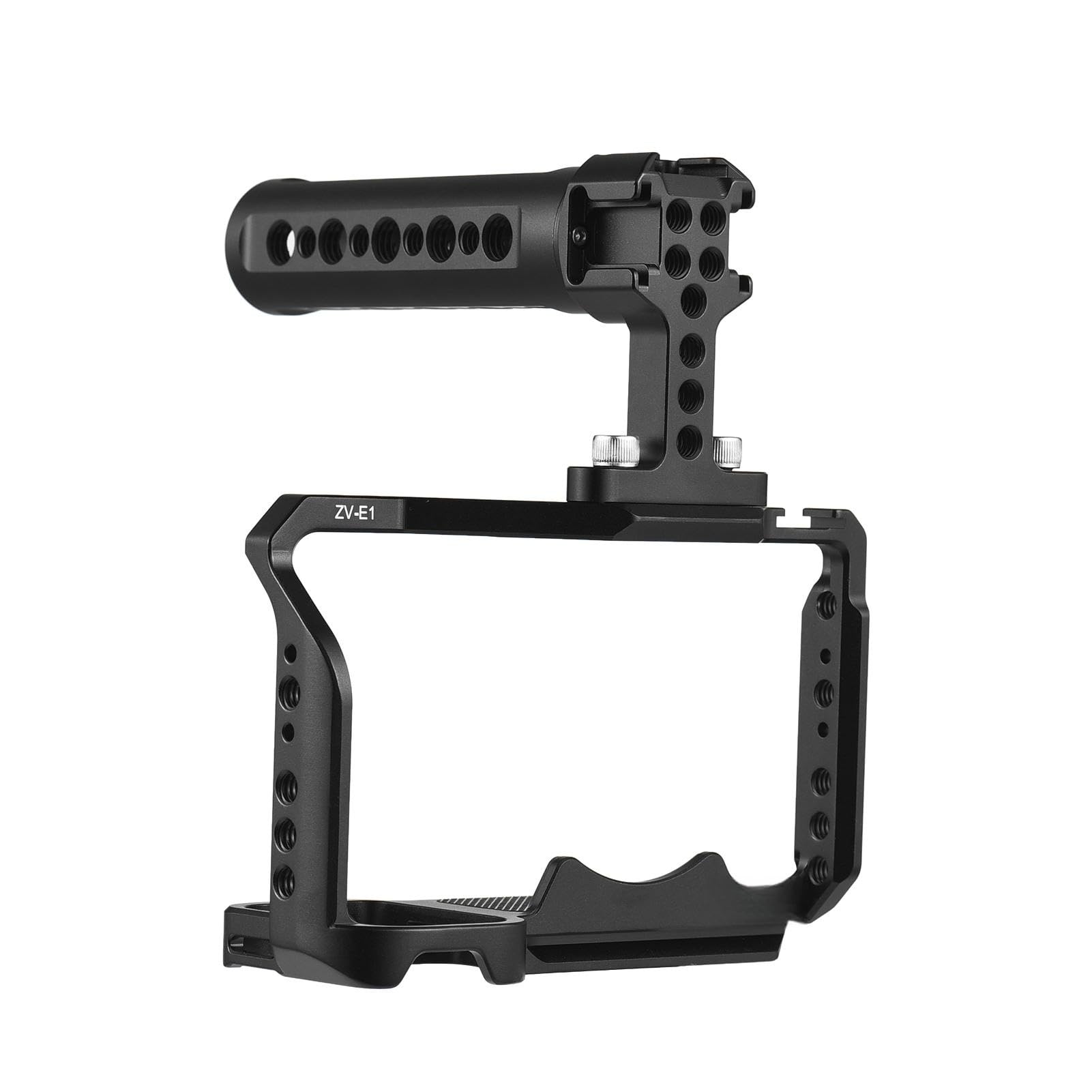Andoer Camera Cage + Top Handle Kit Aluminum Alloy Camera Video Cage With Cold Shoe Mounts Numerous 1/4 Inch Threads Replacement For Sony Zv-E1 Camera