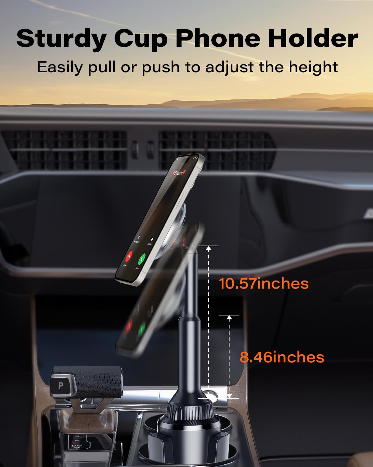 Oqtiq Phone Cup Holder For Car Mount Compatible With Magsafe, Quick Extension Long Arm And 360° Rotation - Stable & Secure For Iphone 12-16 Series