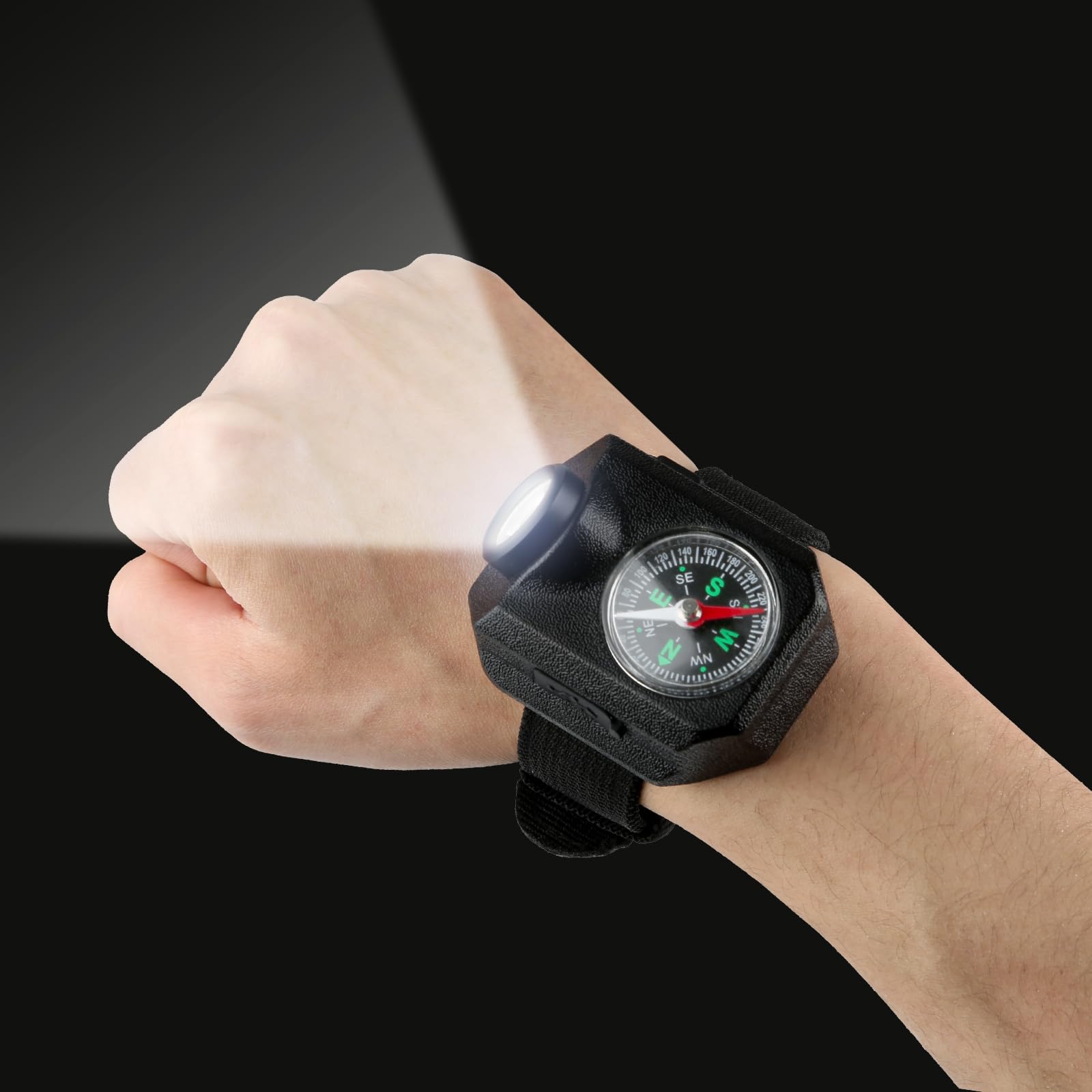 Siuyiu Running Light, 1000 Lumen Rechargeable Wrist Flashlight, Led Lights With 5 Modes, Waterproof Wristlight With Compass For Biking, Mountain Climbing, Camping, Hiking