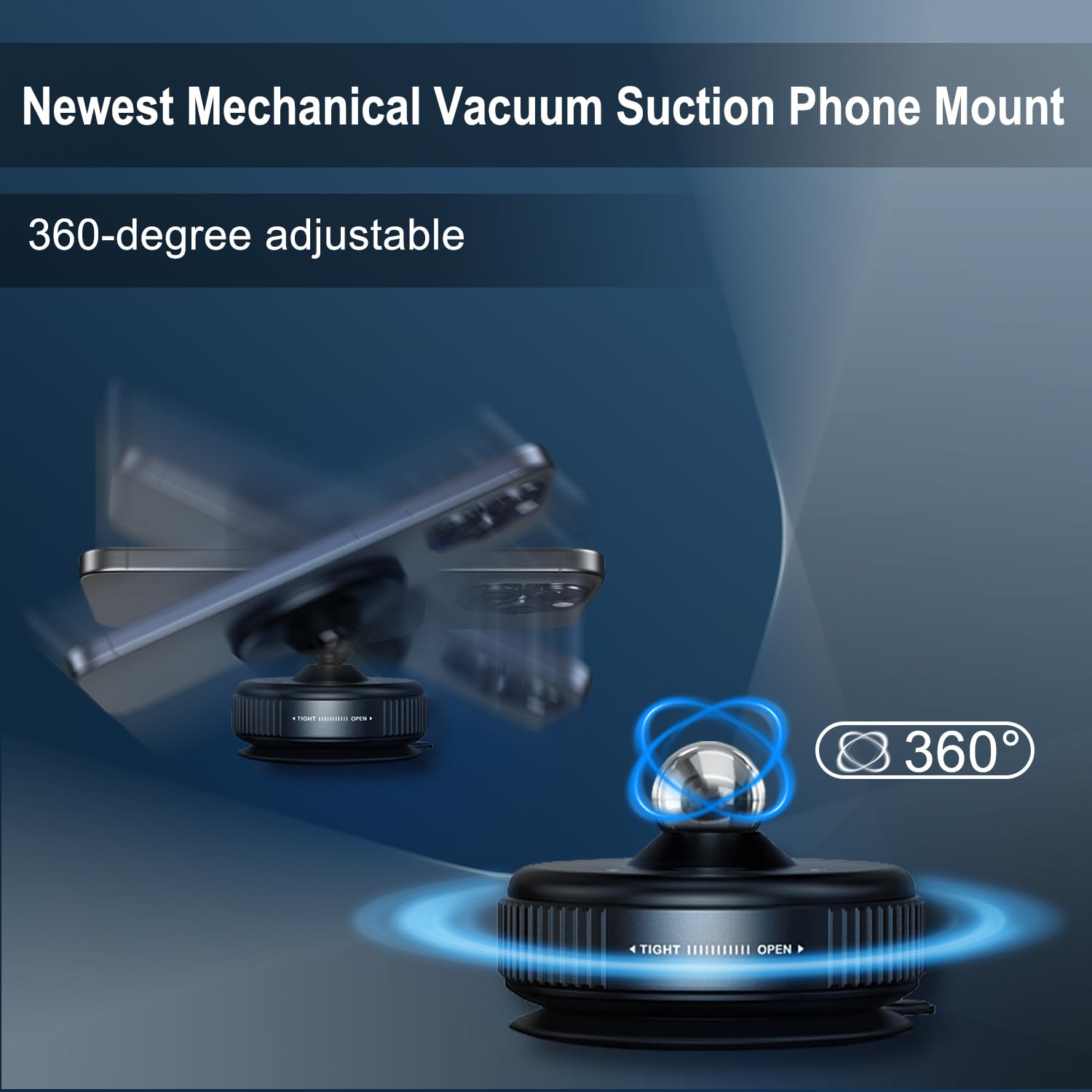 Jkoailiwi 360° Adjustable Vacuum Magnetic Phone Holder For Car, Hands- Magnetic Suction Cup Phone Mount For Gym, Makeup, Compatible With Magsafe Iphone & Android