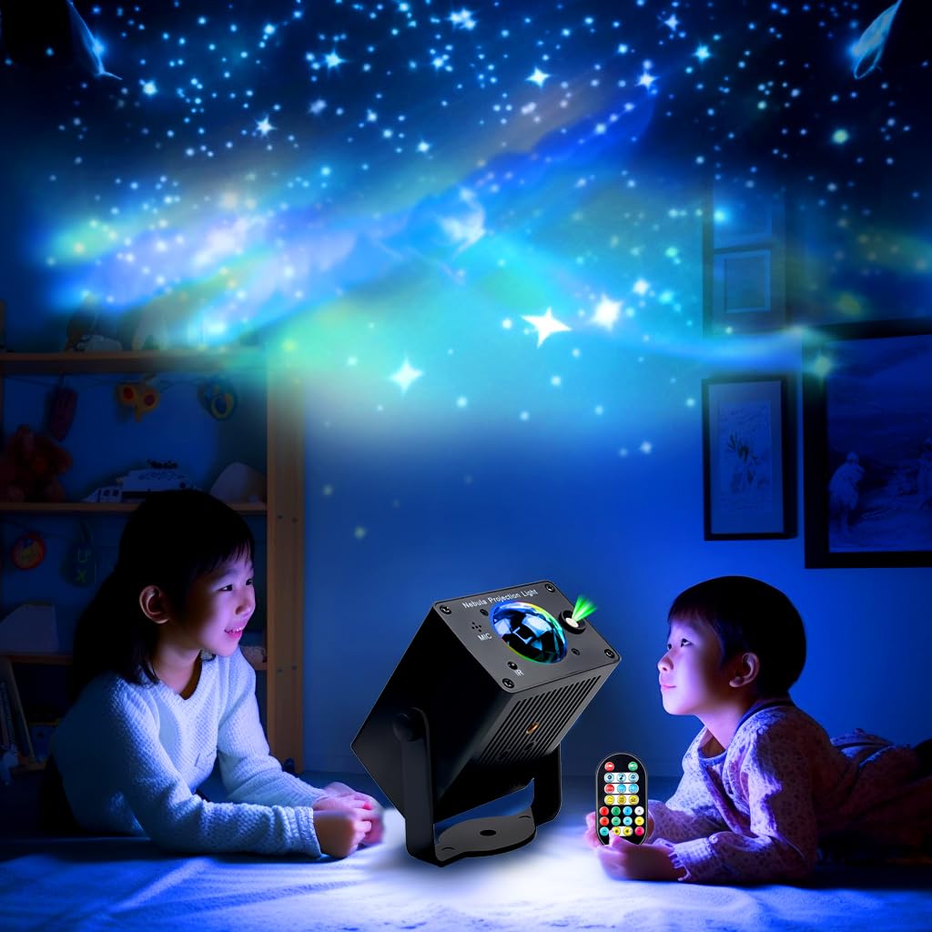 Koot Star Lights,Galaxy Projector For Bedroom Ocean Wave Sound Activated Light 180-Degree Rotating Nebula Lamp With Remote Control Night Lighting For Kids Deco Birthday Party Gaming Room