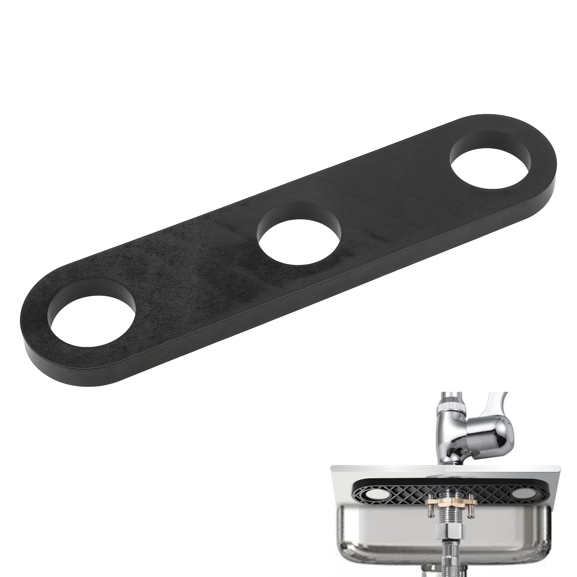 Shiguan Faucet Stabilizer Plate For Delta Rp37490 Victorian Sink Retaining Plate 3 Holes Kitchen Sink Faucet Base Plate, Black