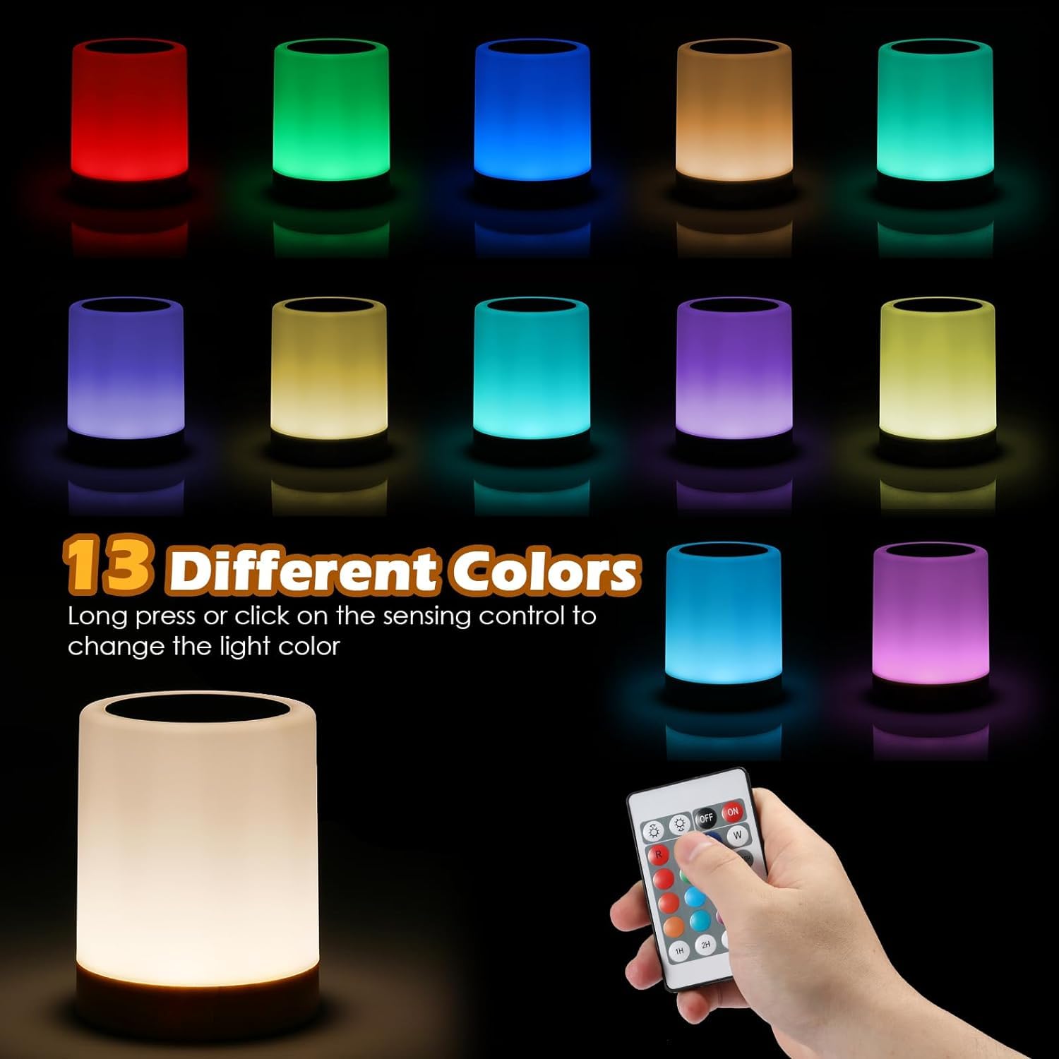 Lhyuetong Night Light,Led Touch Bedside Table Lamp,Touch Lamp For Bedrooms Living Room Portable Table Bedside Lamps With Rechargeable Internal Battery Warm White Light Rgb Color Changing Night Light