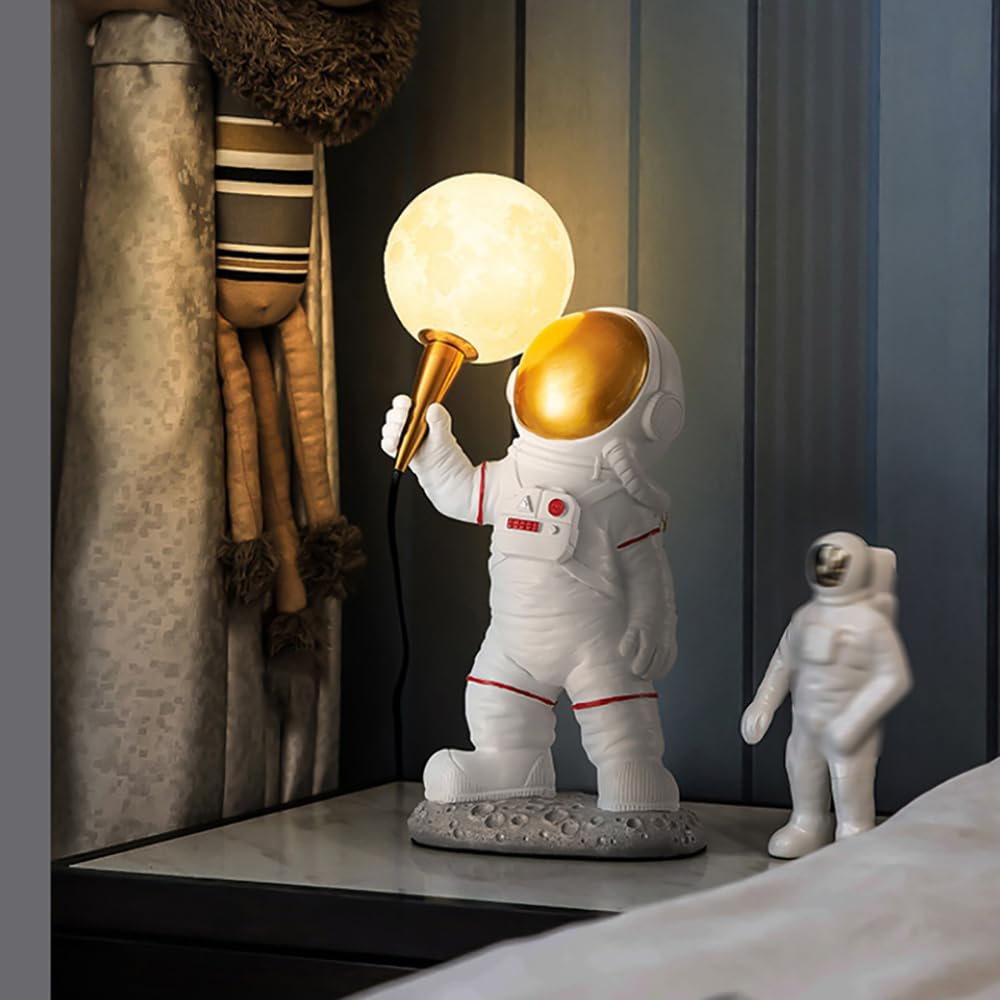 Skyblaze Astronaut Table Lamp, Resin Night Light, Space Themed Table Light, Cute Bedside Desk Lamp For Kids Bedroom, Nursery