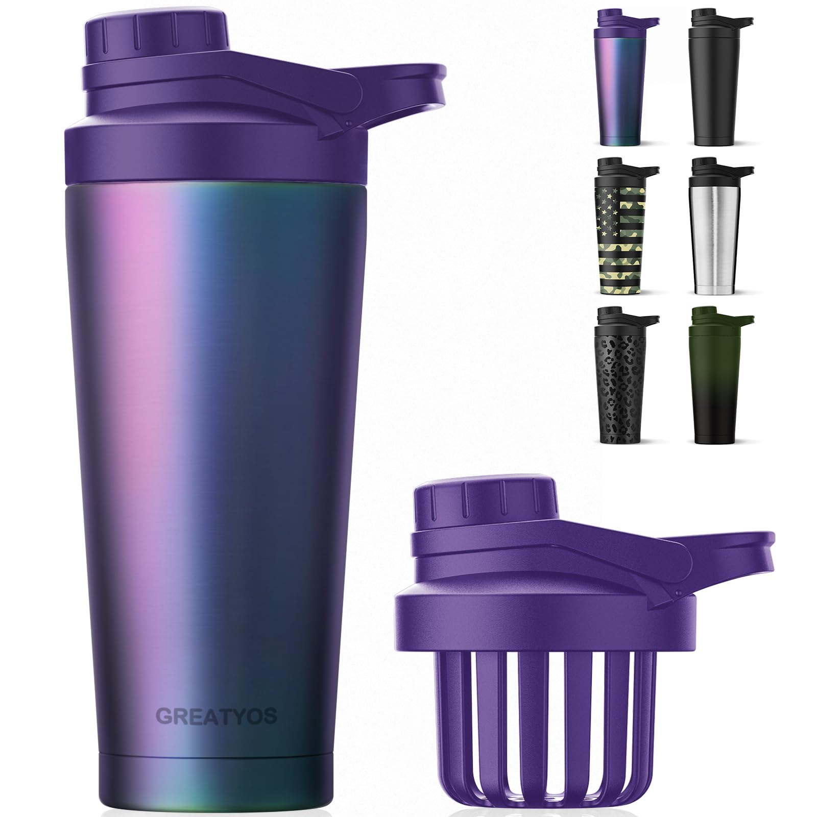 Stainless Steel Shaker Bottle With Noise- Design - Patented 24 Oz Insulated Metal Shakers