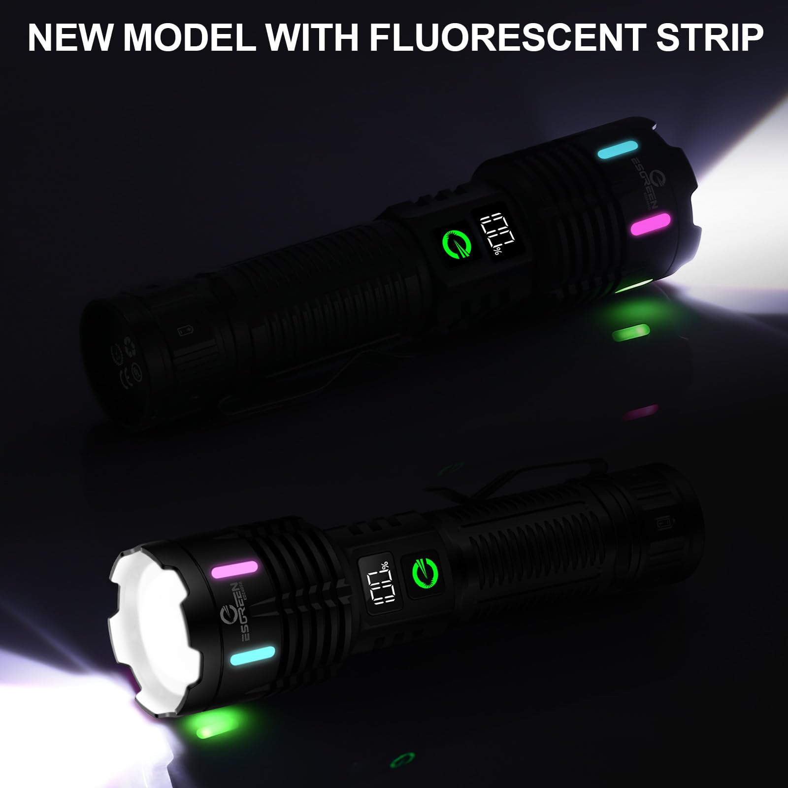 Esgreen Rechargeable Flashlights High Lumens 1000000 Single 2 Modes, Super Bright Led Flashlight Usb C Long Distance 3280Ft, Powerful Long Lasting 10H Heavy Duty Strong Flash Light For Camping Hiking