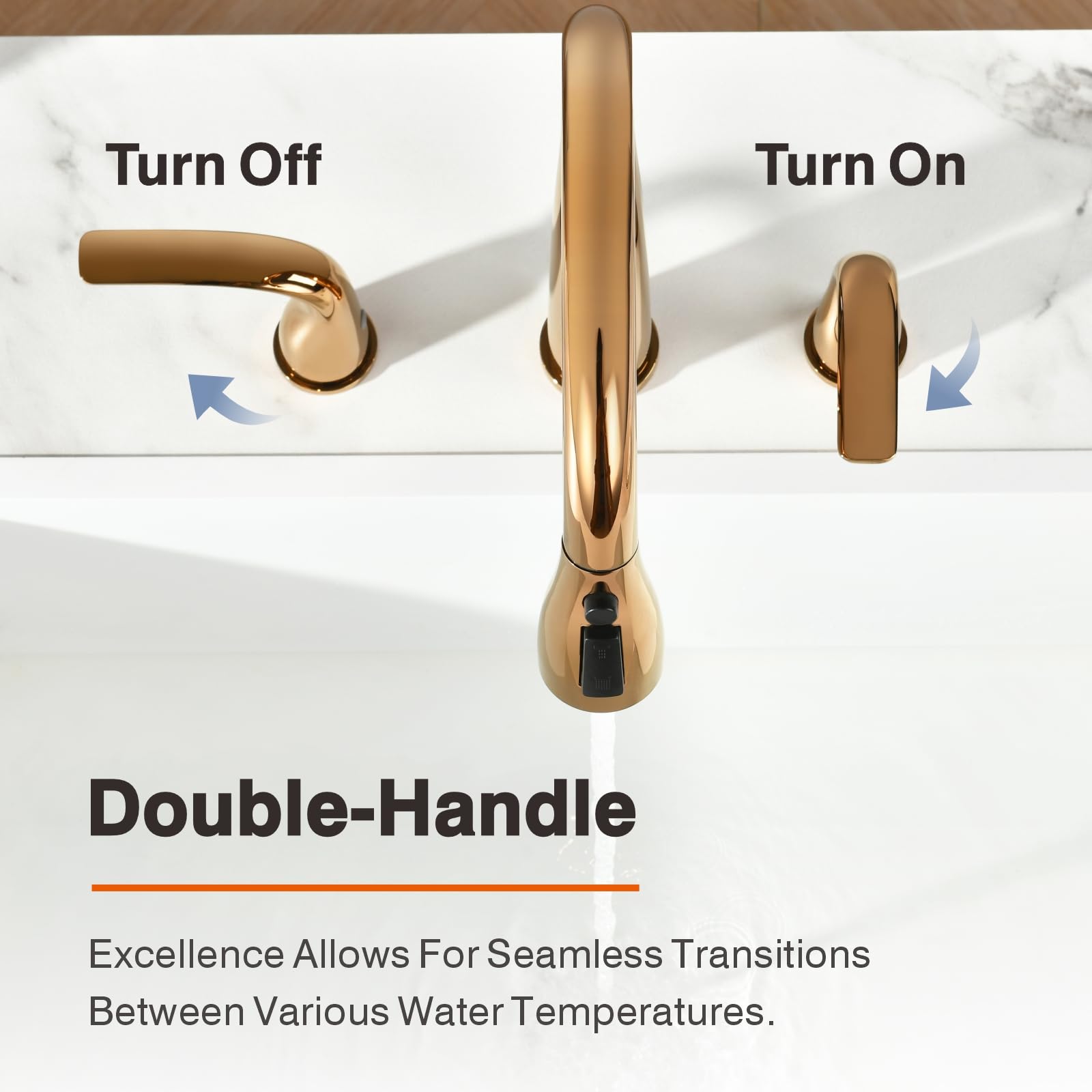 Rulia Kitchen Faucet, 2 Handles Kitchen Sink Faucet, 3 Holes Sink Faucet, Pull Down Kitchen Faucets, Bar Kitchen Faucet, Copper Rose Gold, Stainless Steel, Rb1072