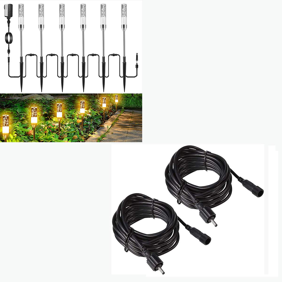 Greenclick 6 Pack Led Path Lights & 2 Pack 13.12Ft Extension Cords