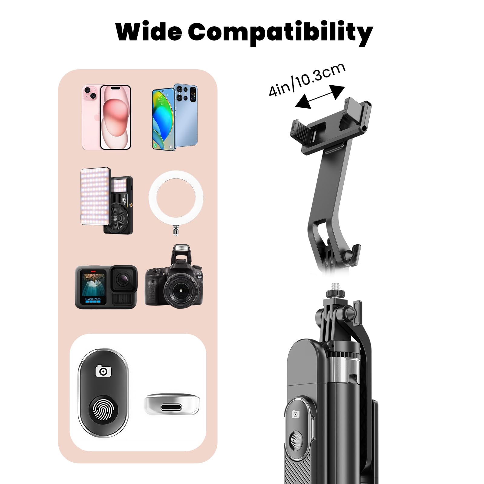 Linber 71" Phone Tripod With Stake, Portable Selfie Stick With Detachable Wireless Remote, 360° Rotatable Handle, Lightweight Tall Travel Tripod For Golf, Outdoor Use