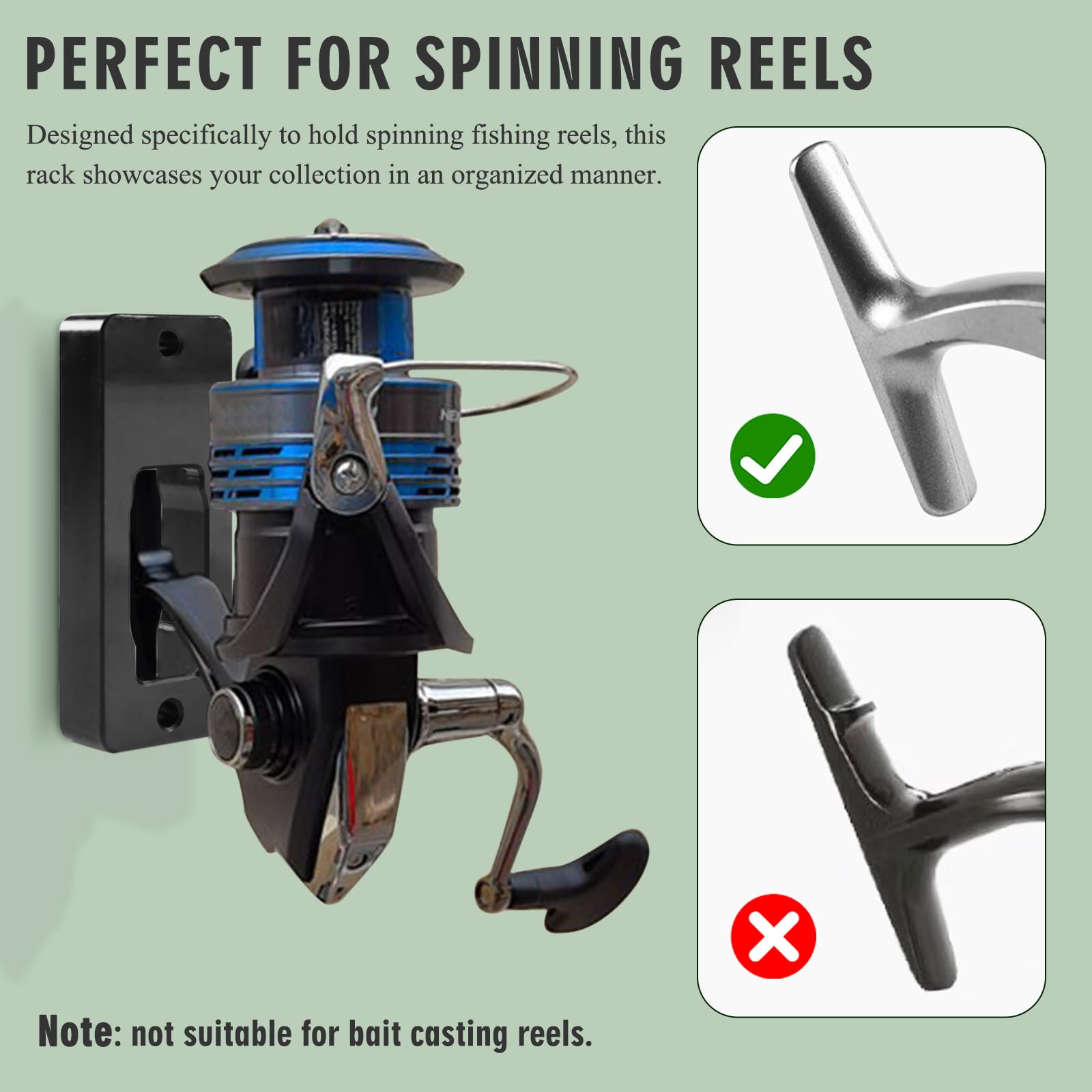 Agloo 2 Pcs Wall Mount Fishing Reel Rack - Spinning Reel Display Stand Holder, For Organizing Your Fishing Gear