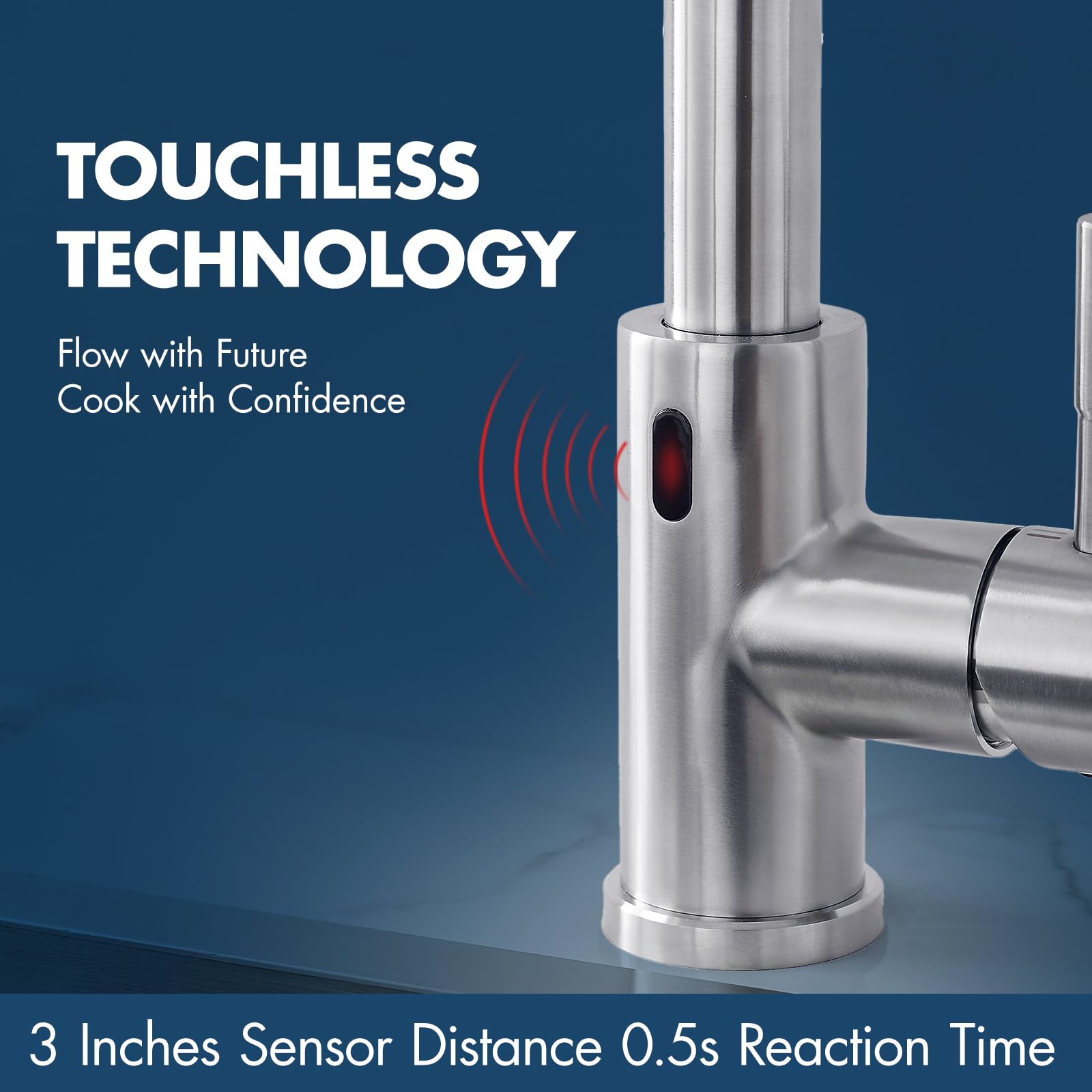 Gimili Touchless Kitchen Faucet With Pull Down Sprayer Motion Sensor Hands- Smart Activated Brushed Nickel Sink Faucets