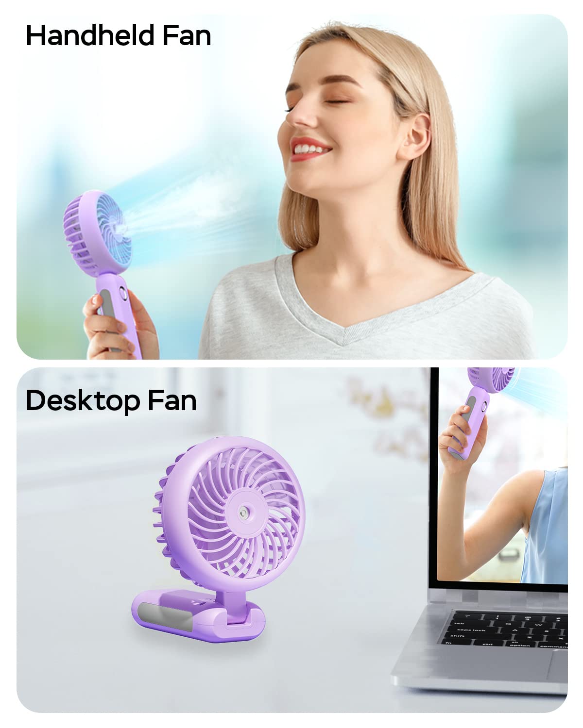 Portable Handheld Misting Fan, 4000Mah Usb Rechargeable Personal Foldable Fan With Water Tank Batter