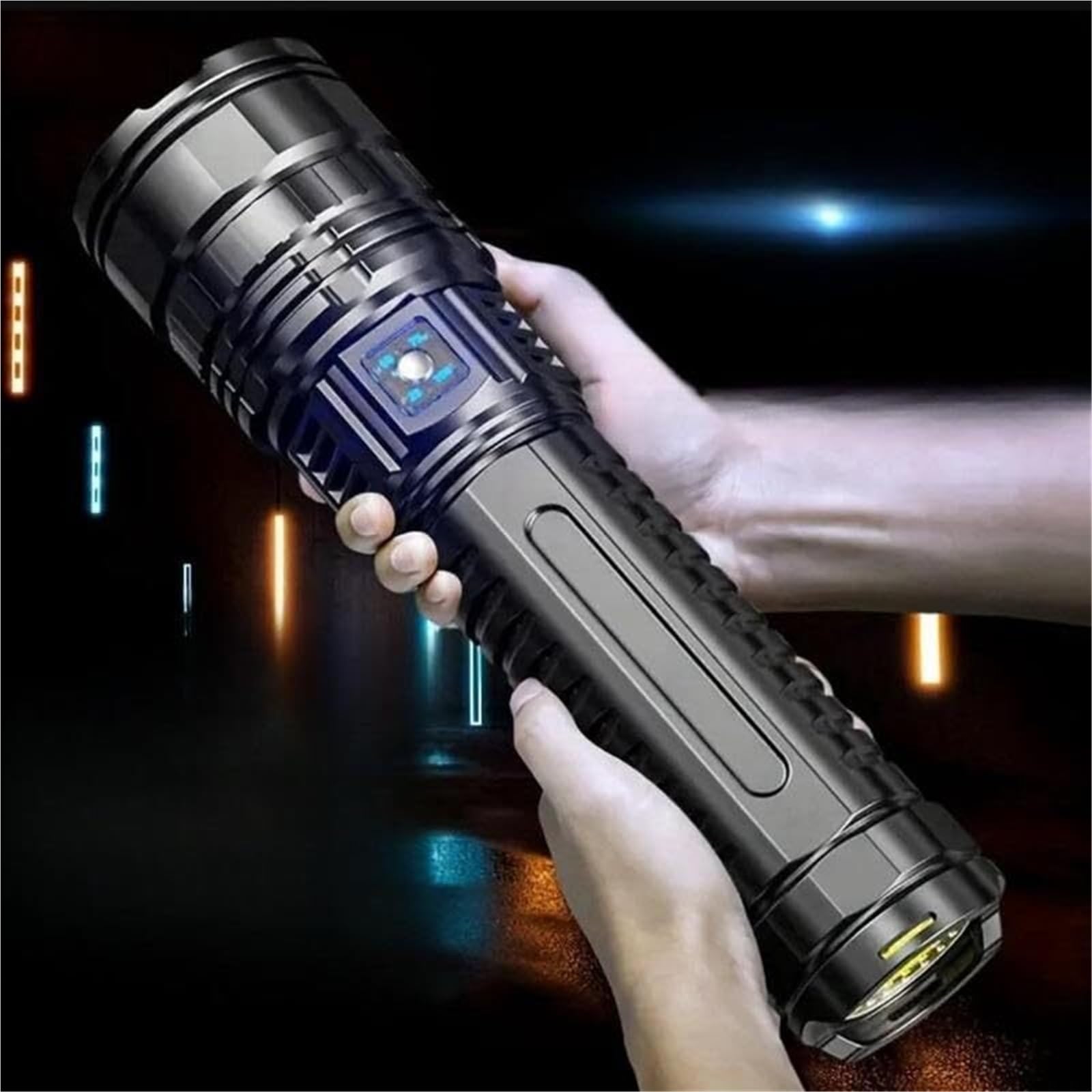 Bassjrt Rechargeable High-Power Led Flashlight, 5 Modes Zoomable Utility Lantern, Flashlight With Long-Range Beam And Cob Light, Portable Outdoor Flashlight For Camping Hiking