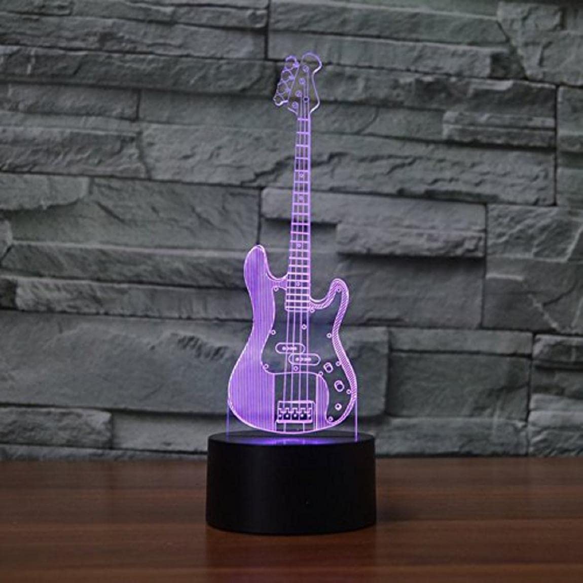 Superiorvznd 3D Bass Guitar Night Light Touch Table Desk Optical Illusion Lamps 7/16 Color Changing Lights Home Decoration Xmas Birthday