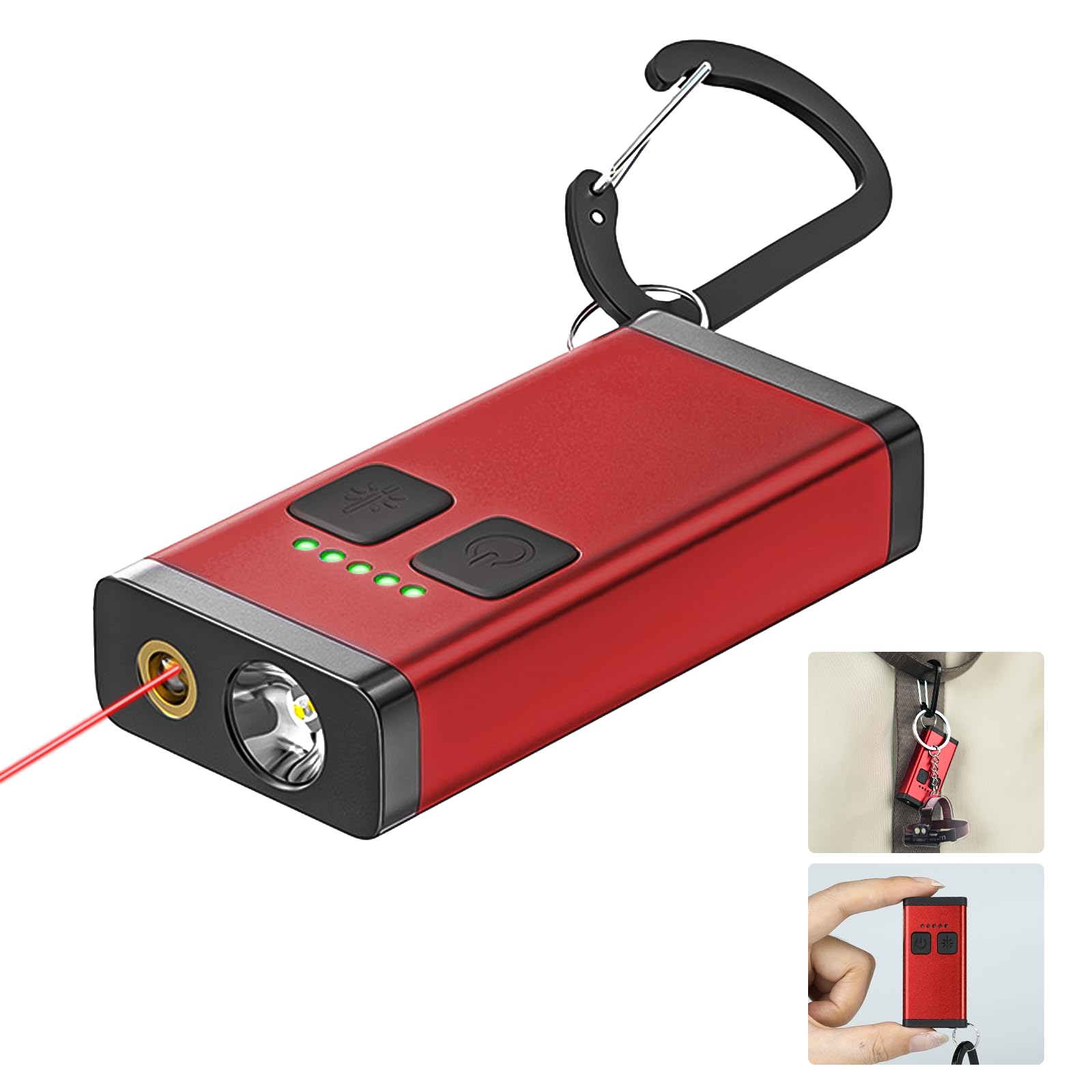Weneasker Keychain Flashlight, Dual Mode, Dual Switch, Tpye-C Charging, Compact Pocket Flashlight, Edc Flashlight Suitable For Emergency, Cat Play (Red)