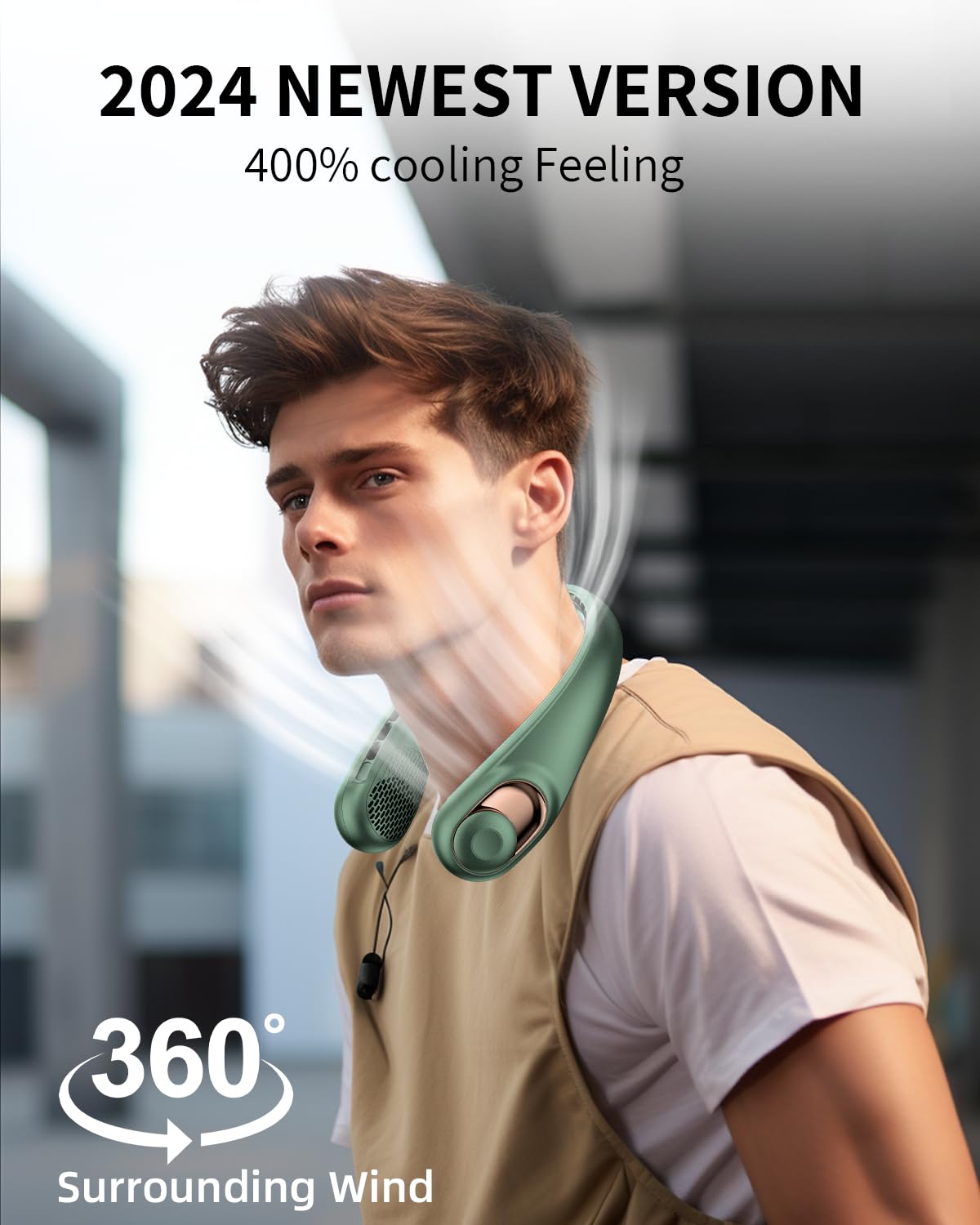 Neck Fan, Portable Neck Fan, Battery Powered Personal Fan, Hands Free Bladeless Fan With 3 Wind