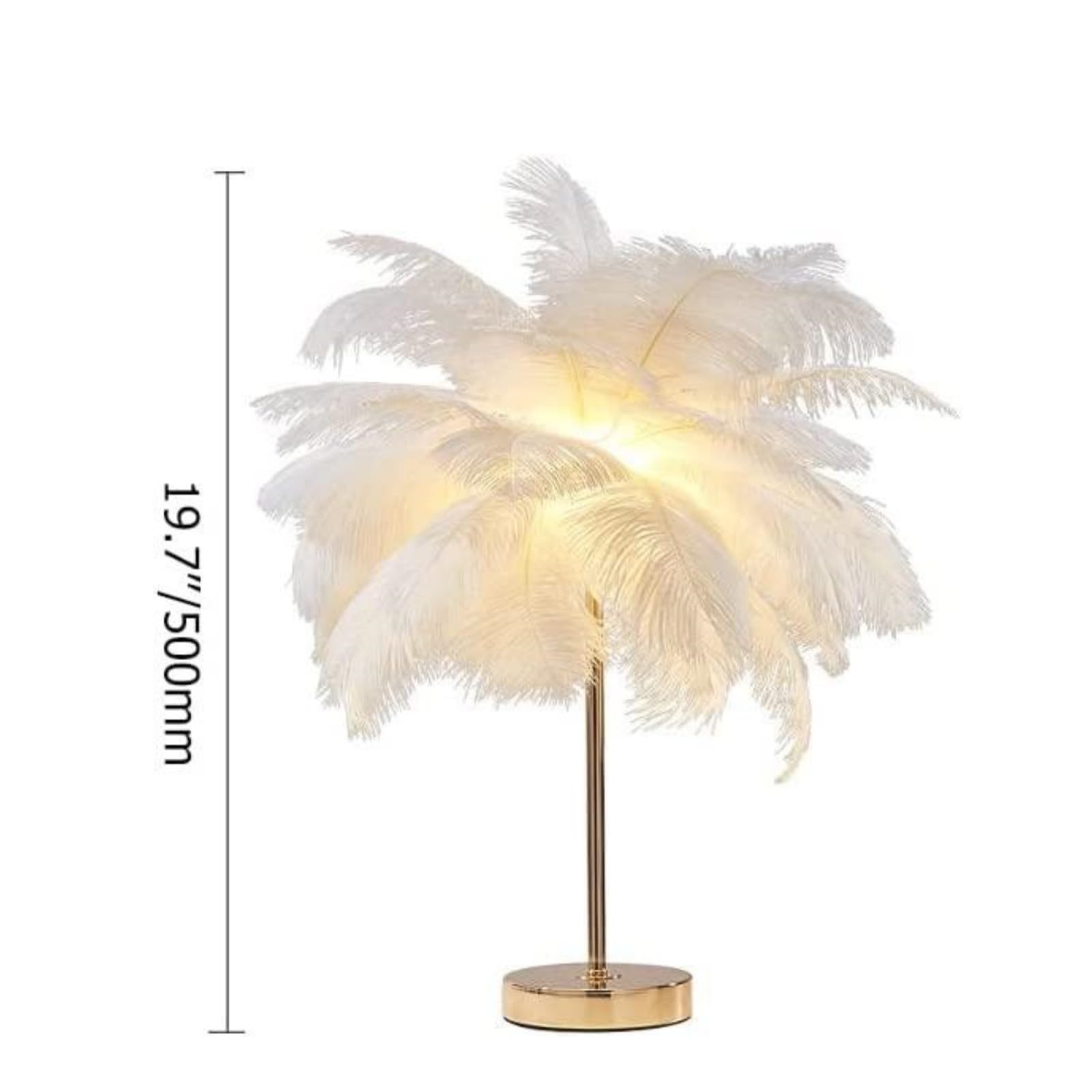 Juopzkenn Feather Table Lamp, Ostrich Feather Night Light Modern Bedside Desk Lamp Led Atmosphere Light For Living Room Wedding Bedroom