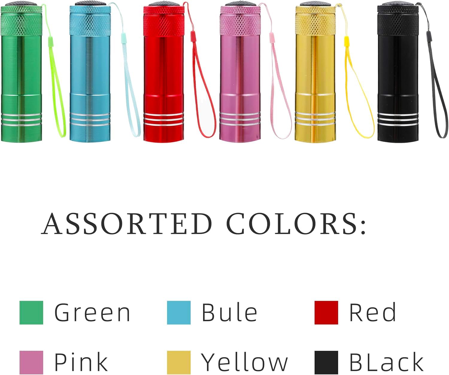 Hilngav 6 Pack Mini Flashlight Set, Small Aluminum Led Handheld Torches With Lanyard, Assorted Colors, Batteries Included For Party Favors, Night Reading, Christmas  Stocking Stuffers