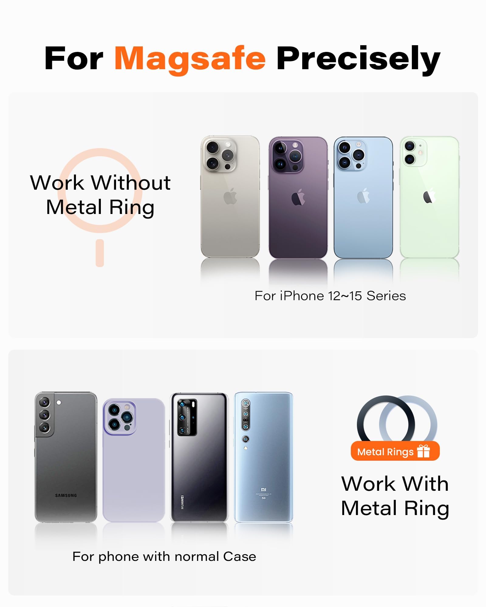 Apps2Car For 15W Car Mount Charger, For Iphone 16 Wireless Car Charger Magnetic Car Phone Holder Mount, Dashboard Windshield Vent For Iphone 16/15/14/13/12 Series, Compatible With Magsafe And Case