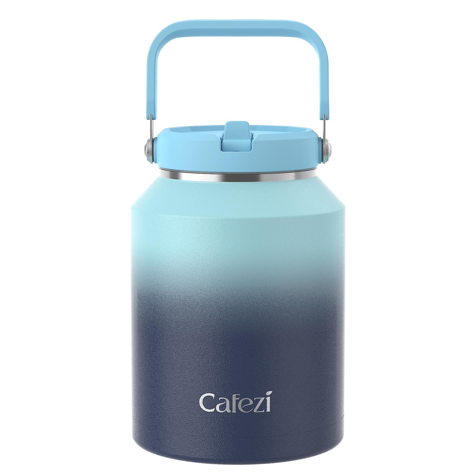 Water Bottle 64 Oz, Stainless Steel Water Bottles With Flip Straw And Top Handle, Leak Proof Flip