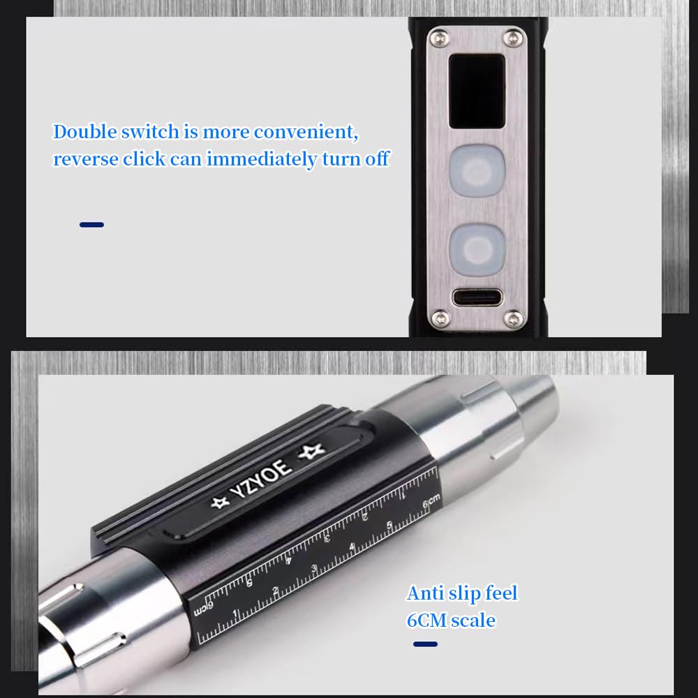 Yzyoe 6Led Jade Recognition Flashlight, Outdoor Gemstone Mineral Detection Light With Charged Quantity Display, White Light, Yellow Light, Red Light, Blue Light, 395Uv And 365Uv Uv Pens.