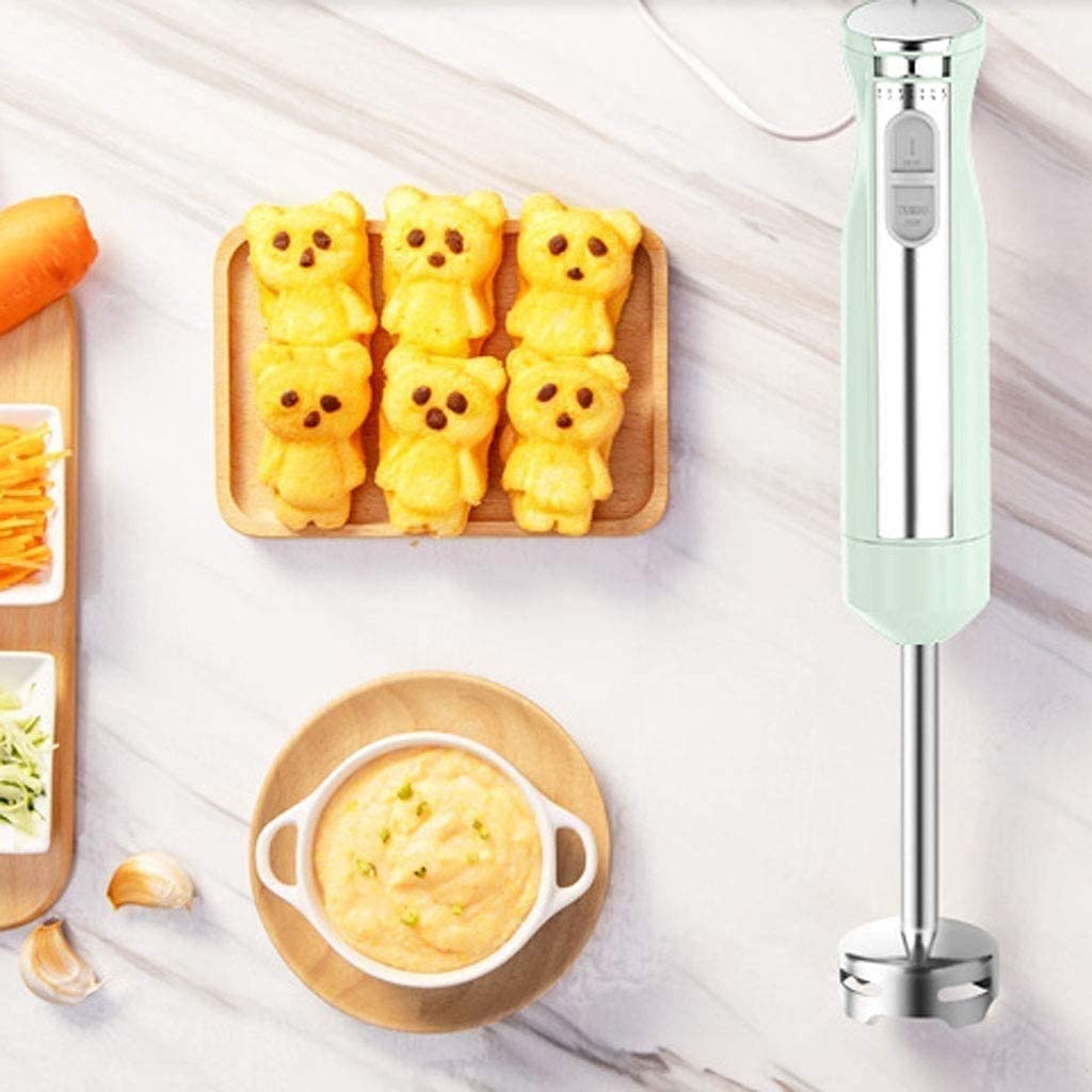Kaabeto 600W Immersion Hand Blender, Multifunctional 5-In-1 Low Noise Stick Mixer, 7-Speed, Stainless Steel, Mixing Beaker, Chopper, Egg Whisk (Green)