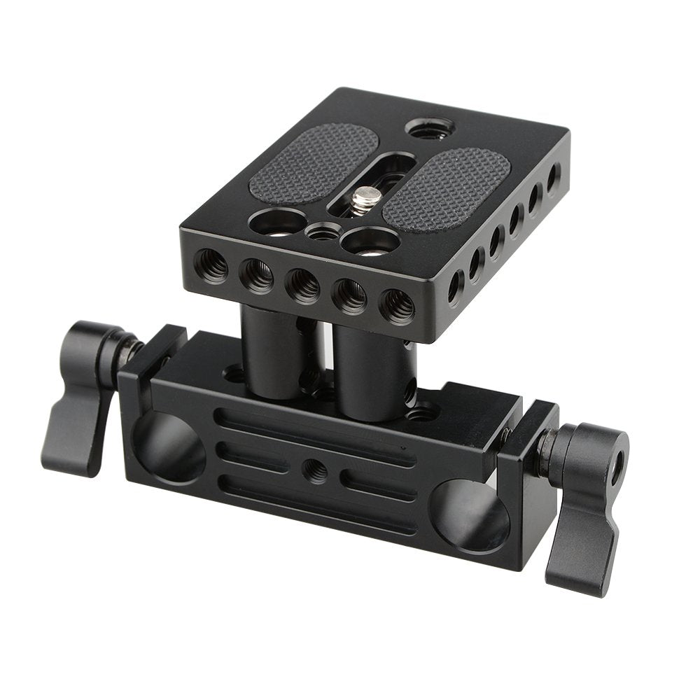 Camvate Dslr Baseplate Mount With Railblock Height Riser For 15Mm Rail Rod Support System - 1237