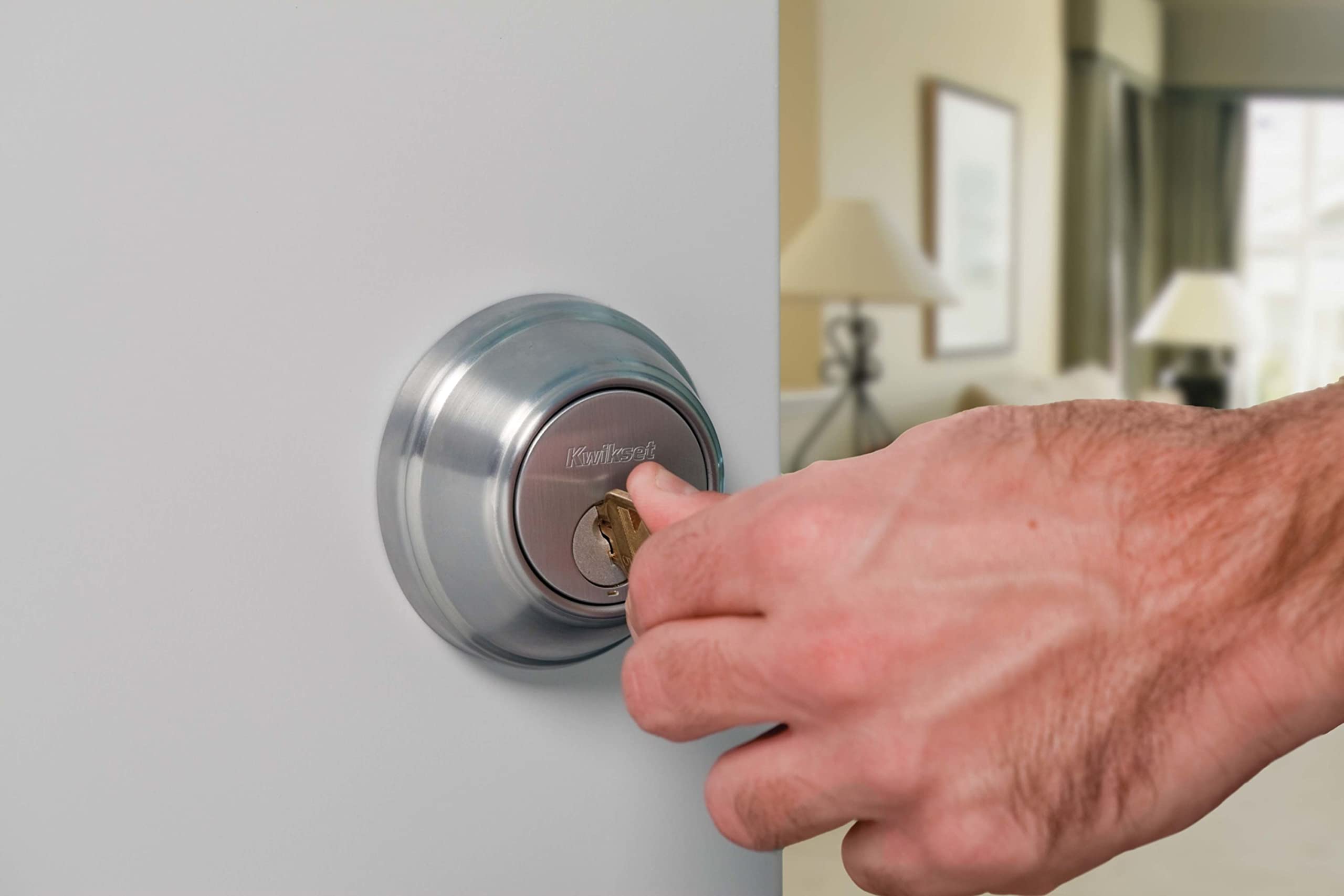 Kwikset 980 Deadbolt, Keyed One Side, Featuring Smartkey Security In Satin Nickel