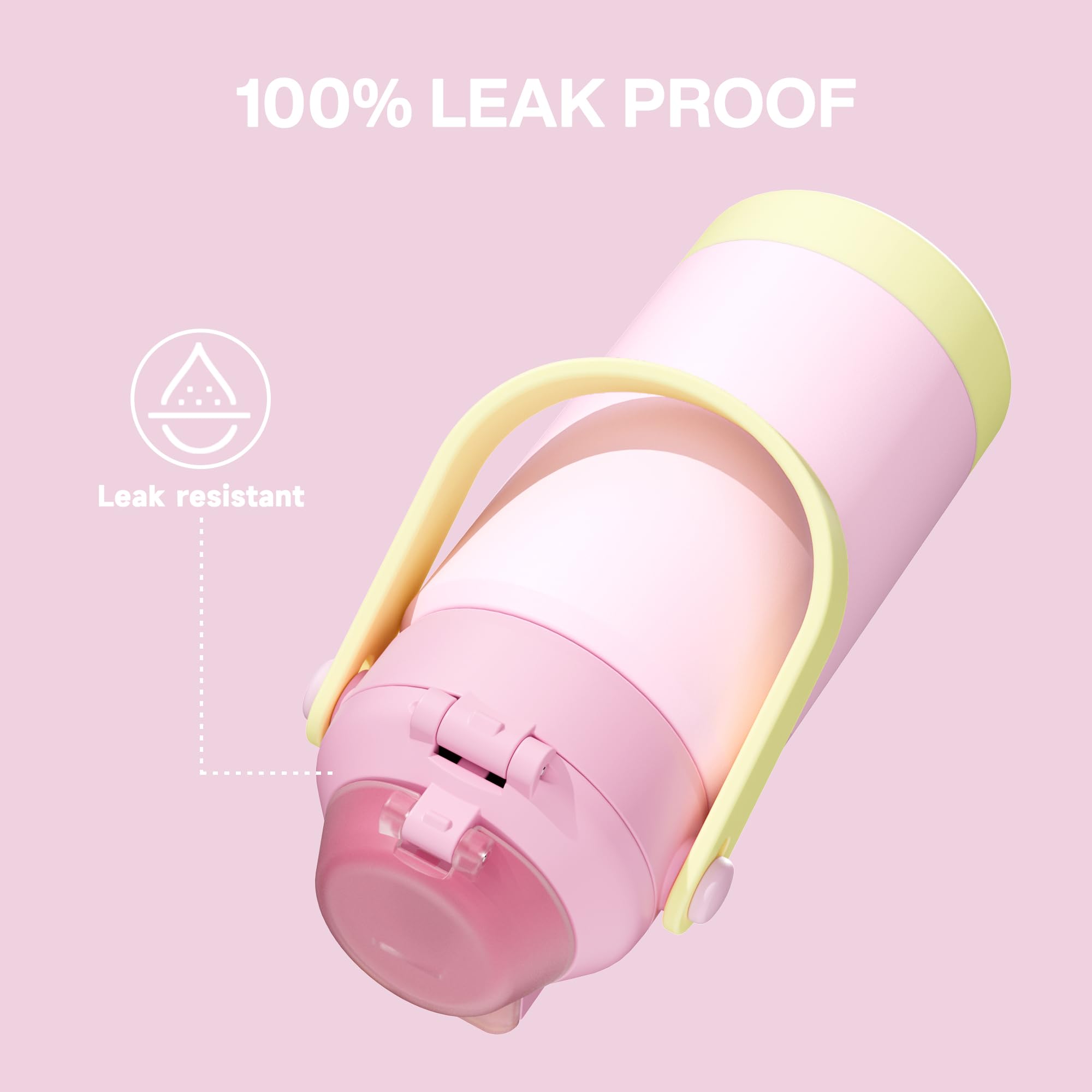 Meoky Insulated Water Bottle For Kids: 14 Oz Toddler Water Bottle With Straw And Spout Lid