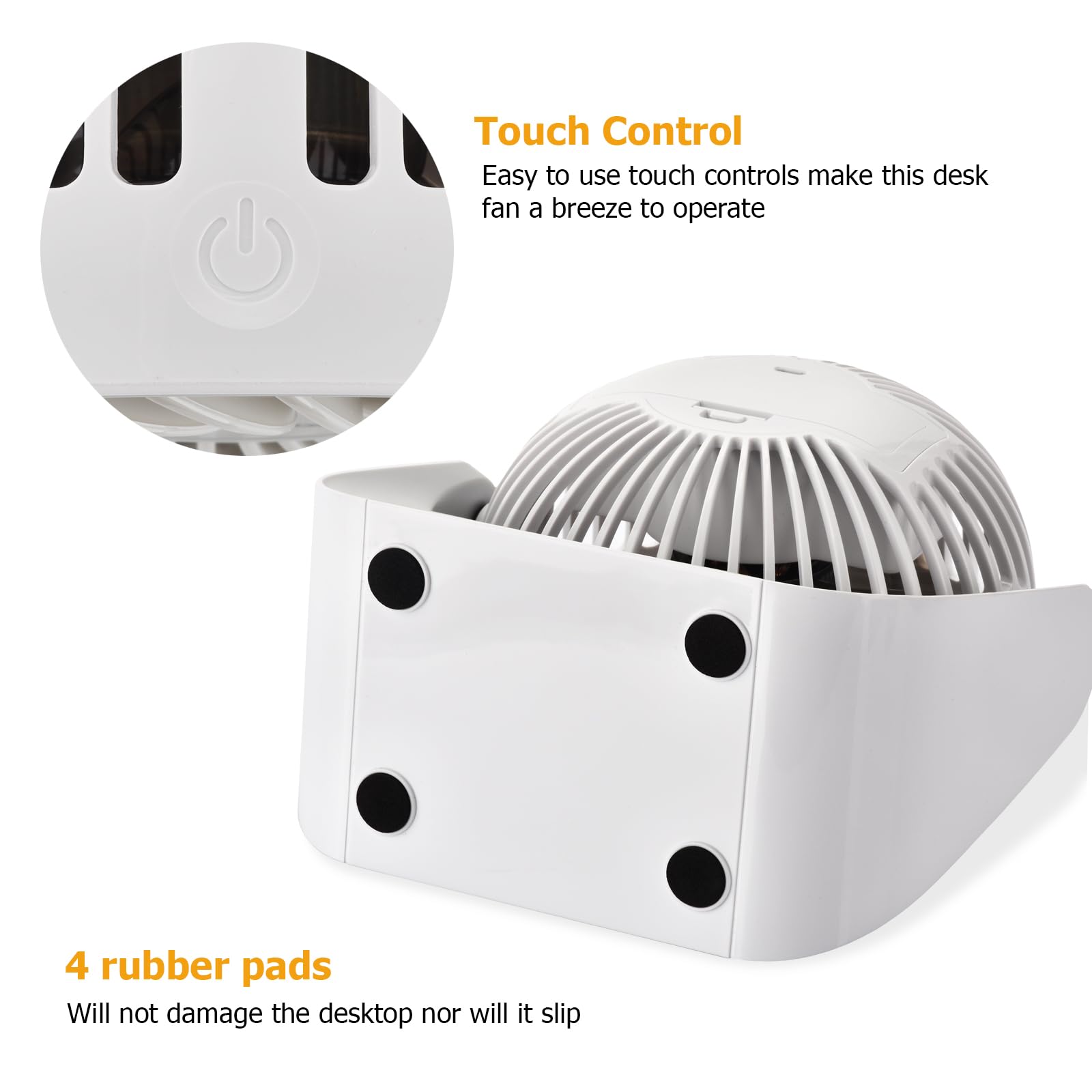 Desk Fan With Strong Airflow, 6.8 Inch Quiet Small Portable Table Fan, Brushless Motor, 3 Speeds