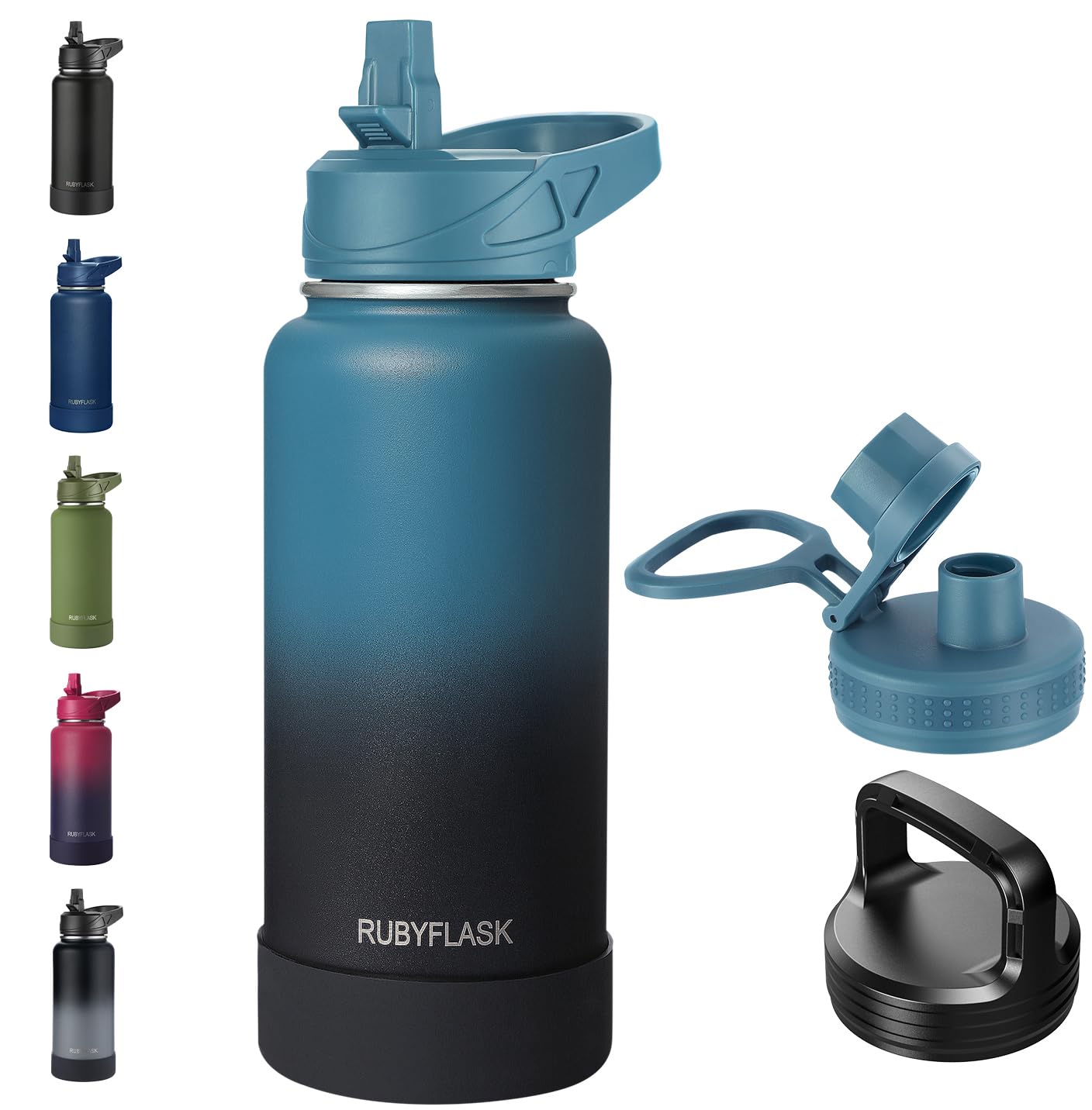 32Oz Insulated Water Bottle With Straw, Stainless Steel Metal Vacuum Water Flask