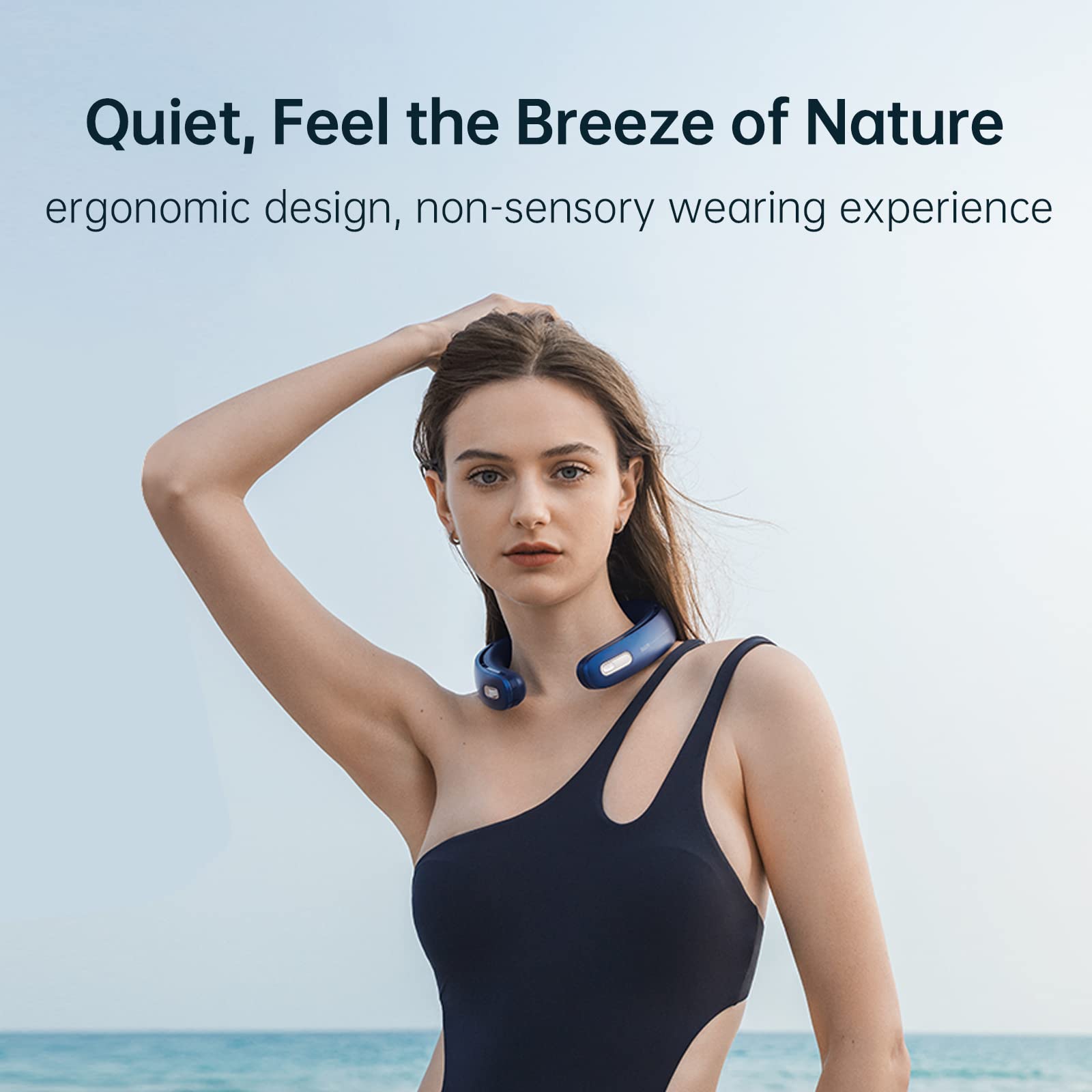 Jisulife Portable Neck Fan Pro, 100 Speeds Bladeless, Stepless Knob, Led Display, 5000Mah