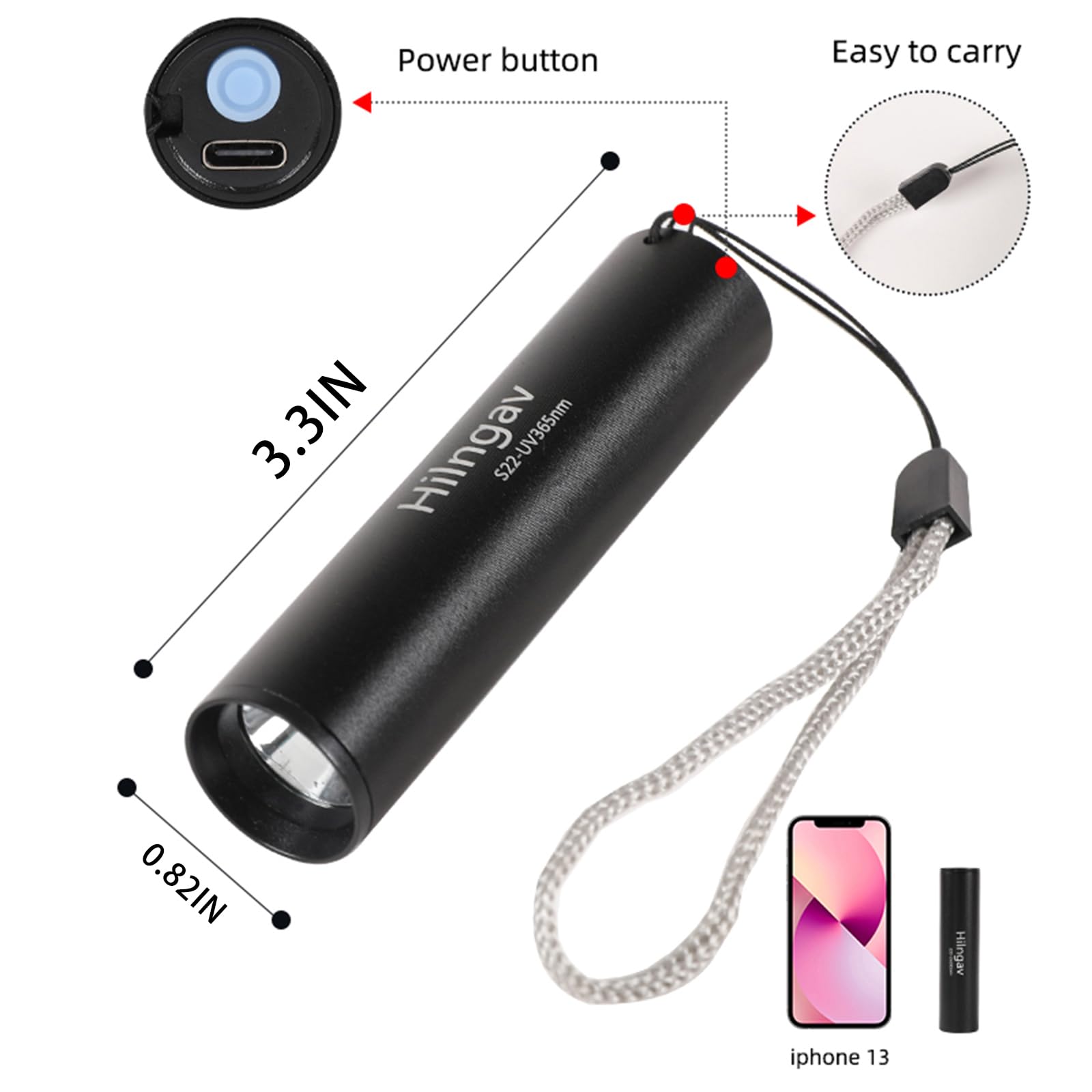 Hilngav 4 Pack Flashlight Uv Black Light 365 Nm 395 Nm, Mini Usb C Led Rechargeable Torch For Pet Dog Urine, Resin Curing, Fluorescent Agent, Stains Detection