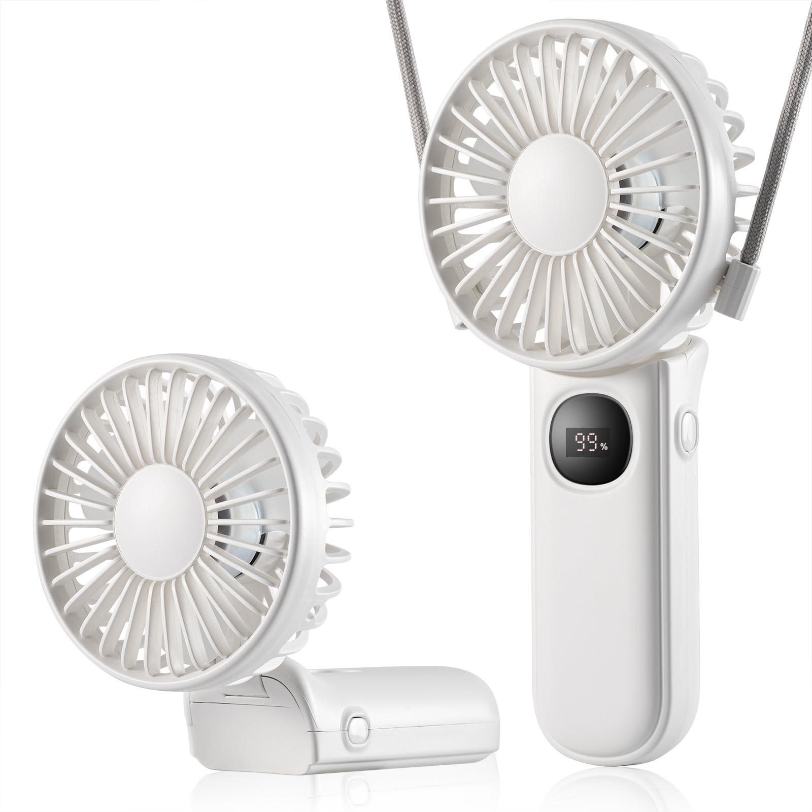 Mini Fan Handheld, Handheld/Neck/Desk 3 In 1 Rechargeable Small Portable For Travel, 2400Mah Battery - Koospark
