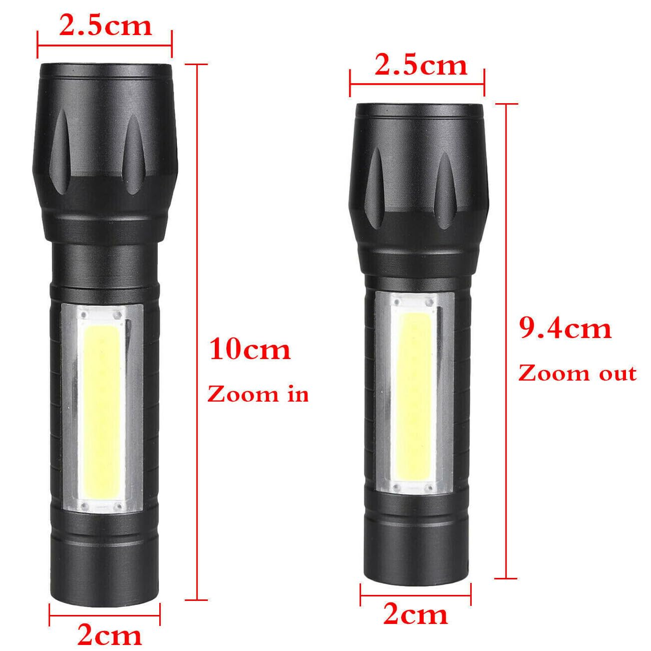 Clezgo Rechargeable Flashlights High Llumens Led-Mini Usb Rechargeable Flashlight For Home 3 Modes Adjustable Focus Portable Waterproof Flashlight With Cob Side Lights (1Pack)