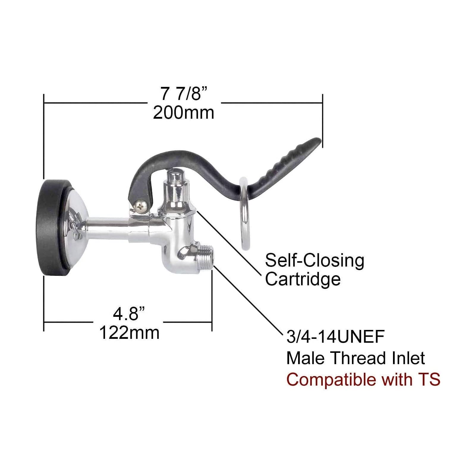 Jzbrain Pre Rinse Spray Valve Commercial Kitchen Sink Faucet Sprayer Head 1.42 Gpm High Pressure Washing Sprayer Nozzle Replacement Kit For Pre Rinse Faucet Chrome Polished (Black)