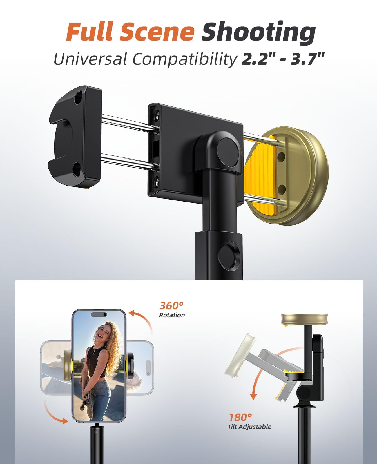 Vimose 62" Phone Tripod & Selfie Stick, Tripod For Iphone With Remote, All-In-1 Cell Phone Stand, Portable, Extendable Stand For Selfies Video Recording Vlog Kit, Compatible With Iphone Android