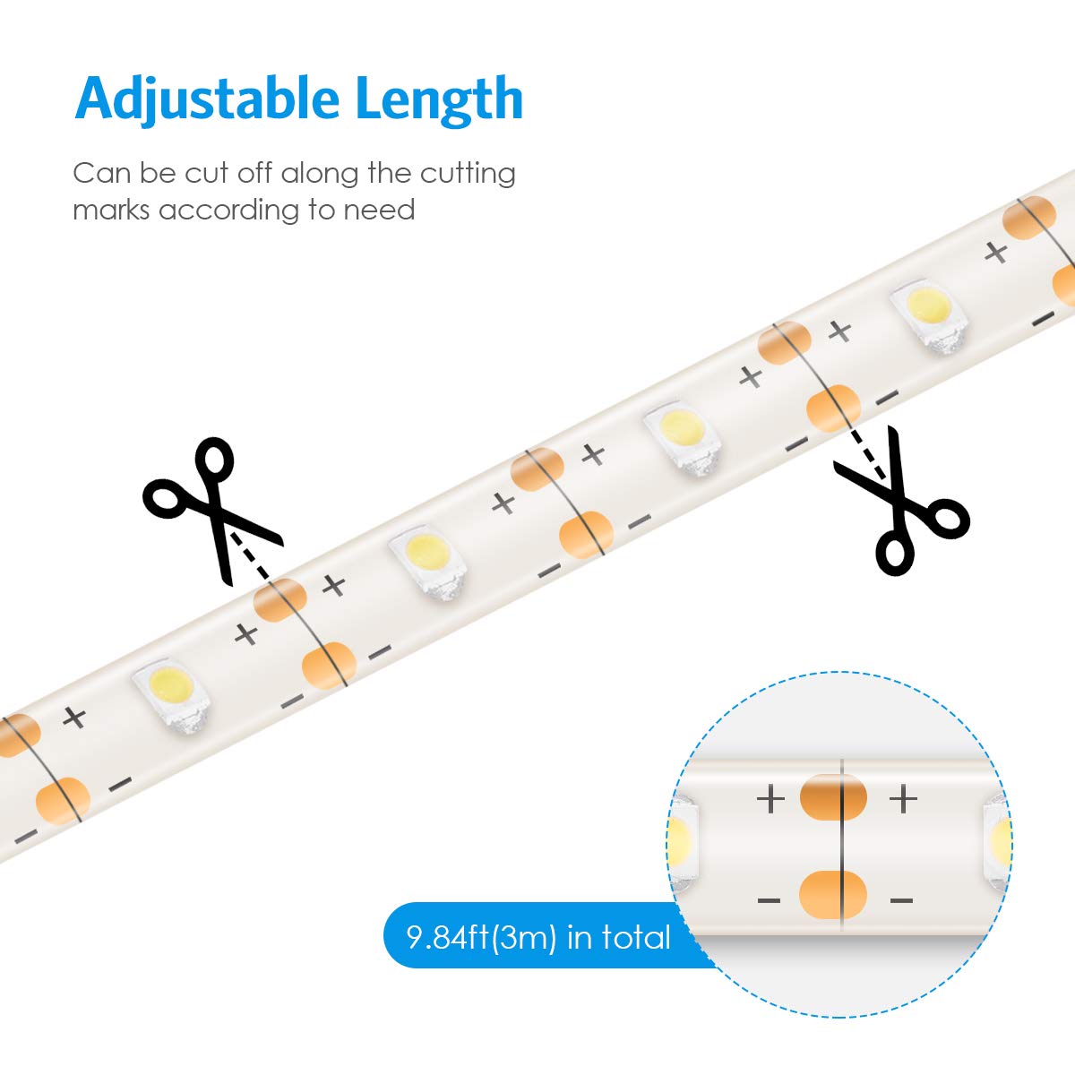 Amir Led Strip Lights, 90 Led 9.84Ft Flexible Solar Strip Lights, 8 Lighting Modes, Waterproof For Patio, Garden, Home, Wedding, Courtyard (Warm White)