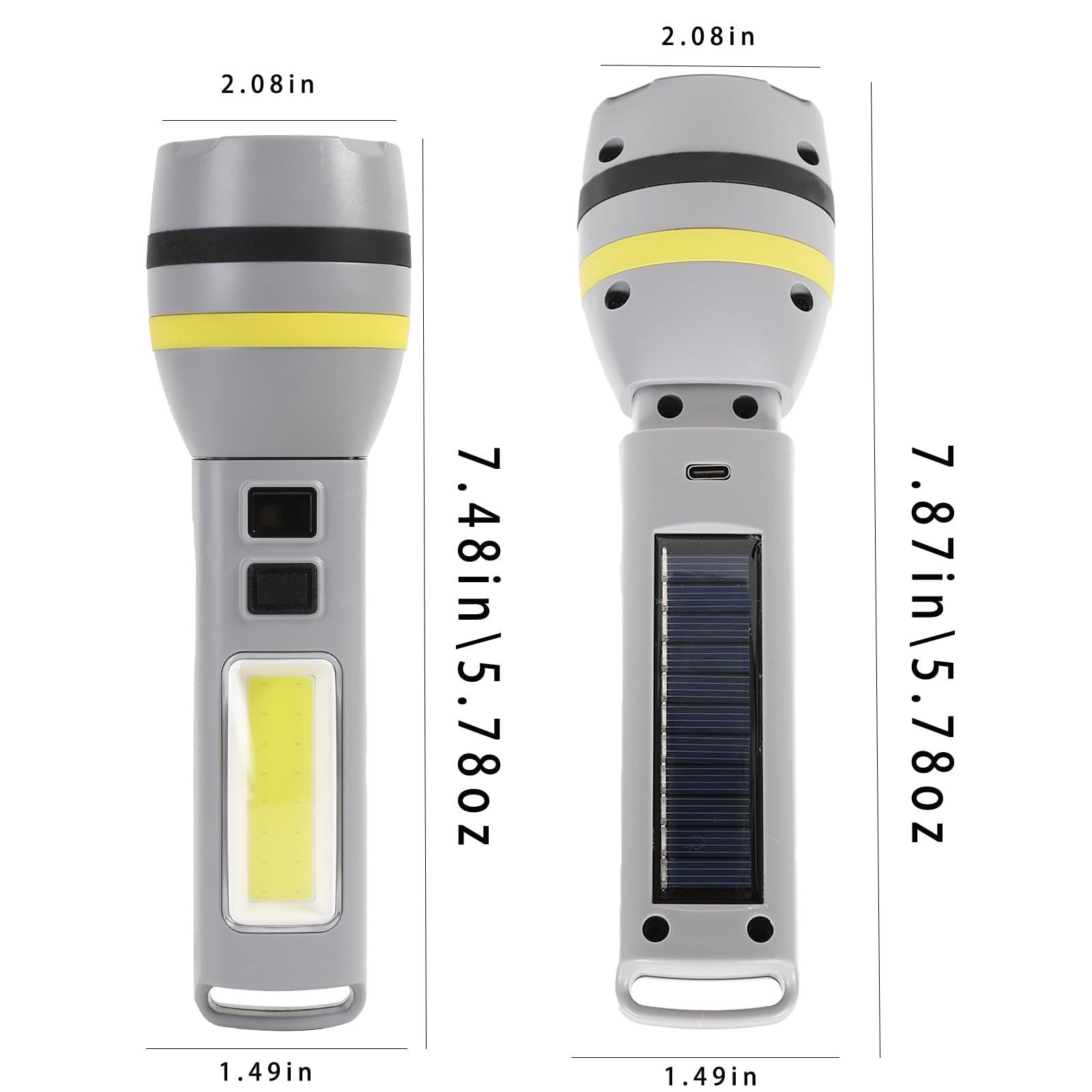 Hilngav 2 Pack Solar Flashlight, Rechargeable Led Flashlight, 500 Lumens Led Solar Powered Flashlights With Digital Display 1200Mah Battery Rechargeable Handheld Flashlights For Home Emergency Camping