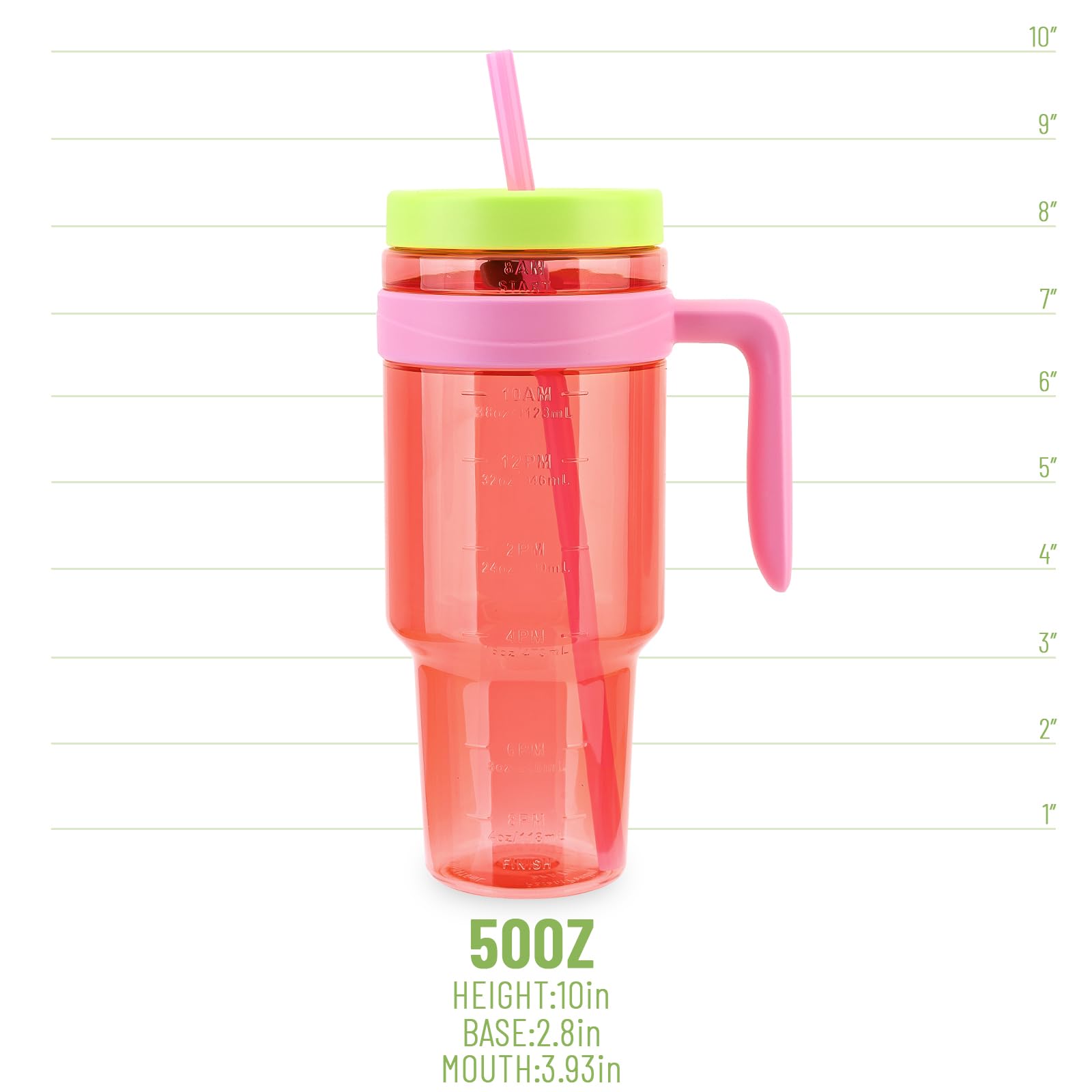 50 Oz Tritan Clear Plastic Tumbler With Handle  Reusable Leak-Proof- Water Bottle