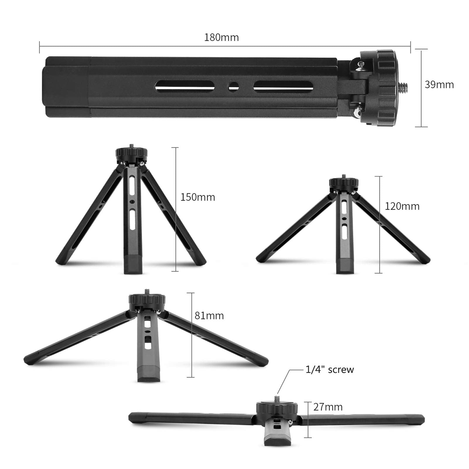 Andoer Mini Metal Tripod Aluminum Alloy Desktop Stand Tripod With 1/4 Inch Screw For Dslr Ildc Camera Camcorder Projector