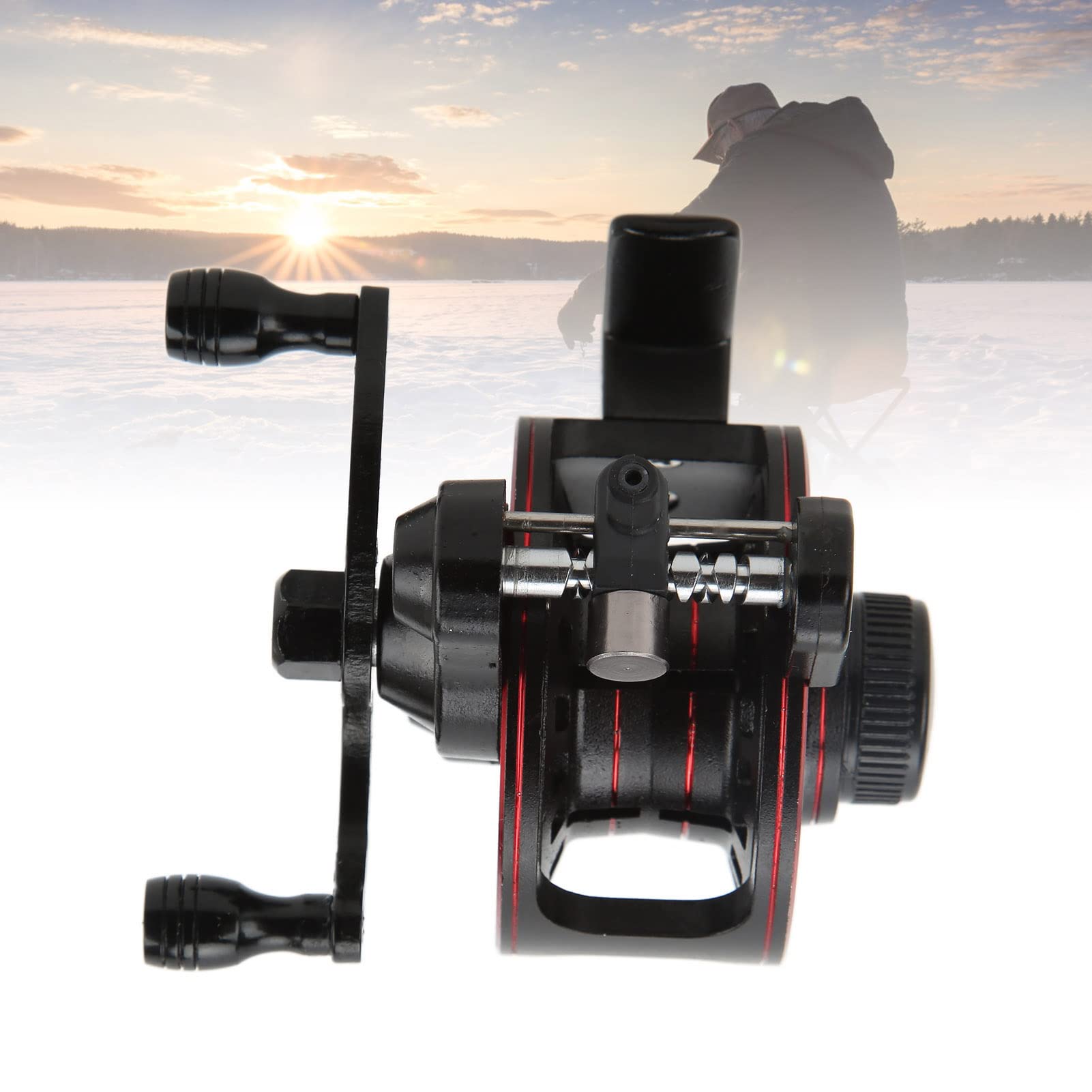 Alomejor Fishing Reel, Metal Fly Wheel Speed Ratio 3.0:1 Right Left Hand Front Ice Fishing Line Reel