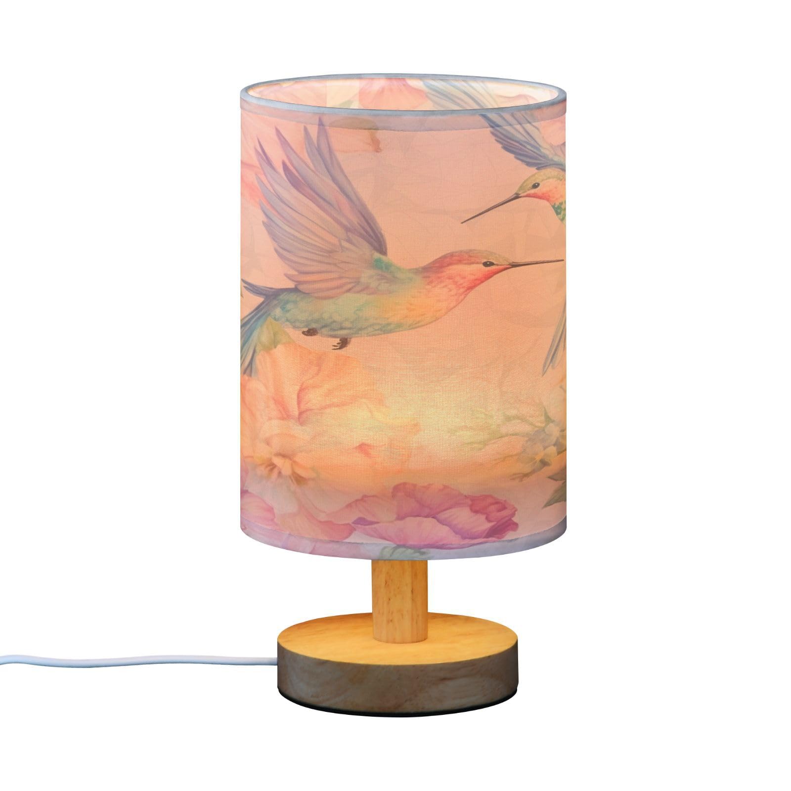 Qilmy Beautiful Hummingbird Bedside Touch Lamp,Small Table Lamp For Bedroom With Usb Charging Ports, Nightstand Lamps For Living Room Office Reading Desk Home Dorm62