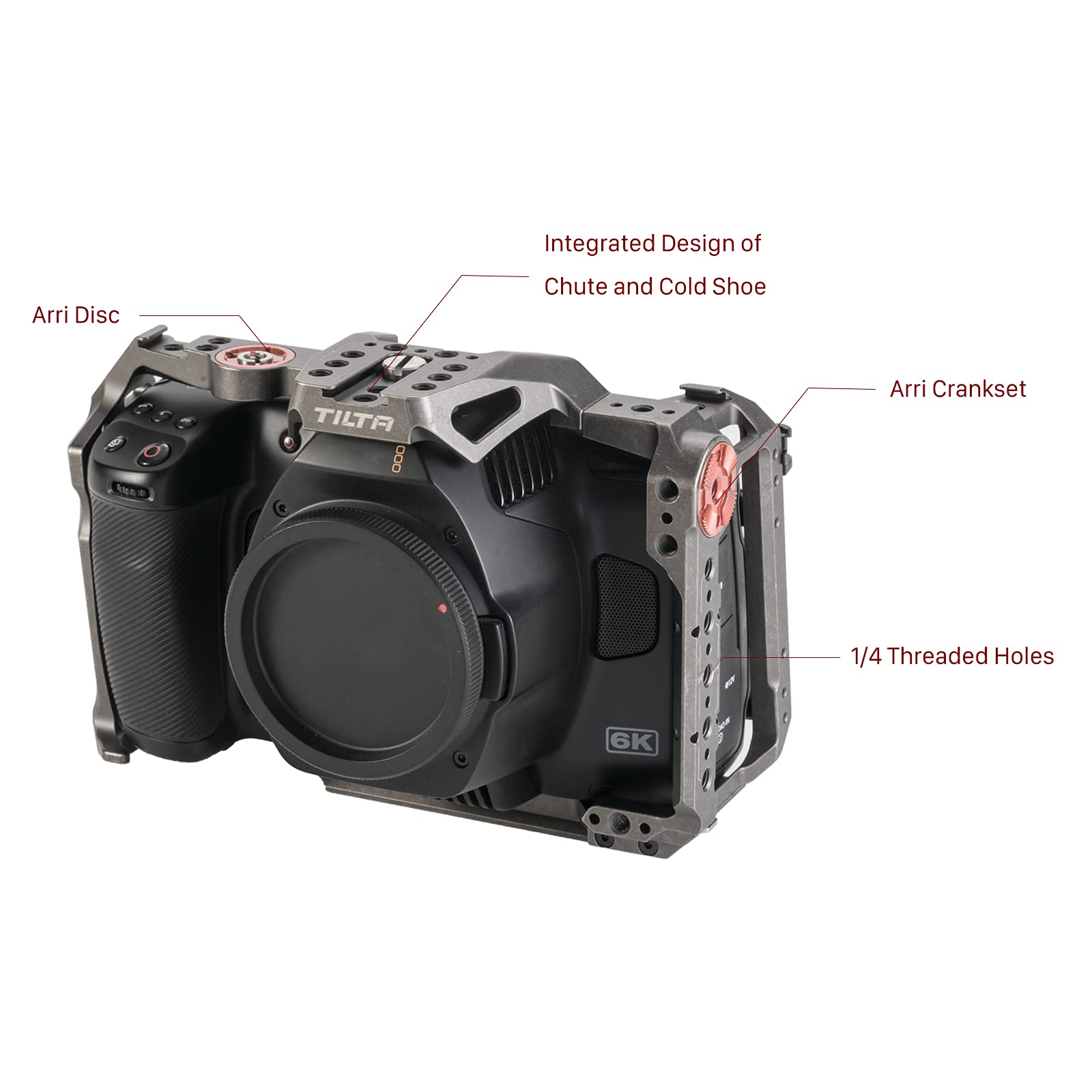 Tilta Camera Cage For Bmpcc 6K Pro/G2 Protective Gear Mount Accessories Compatible With Blackmagic Design Pocket Cinema Camera 6K Pro (Tactical Gray, Camera Cage)