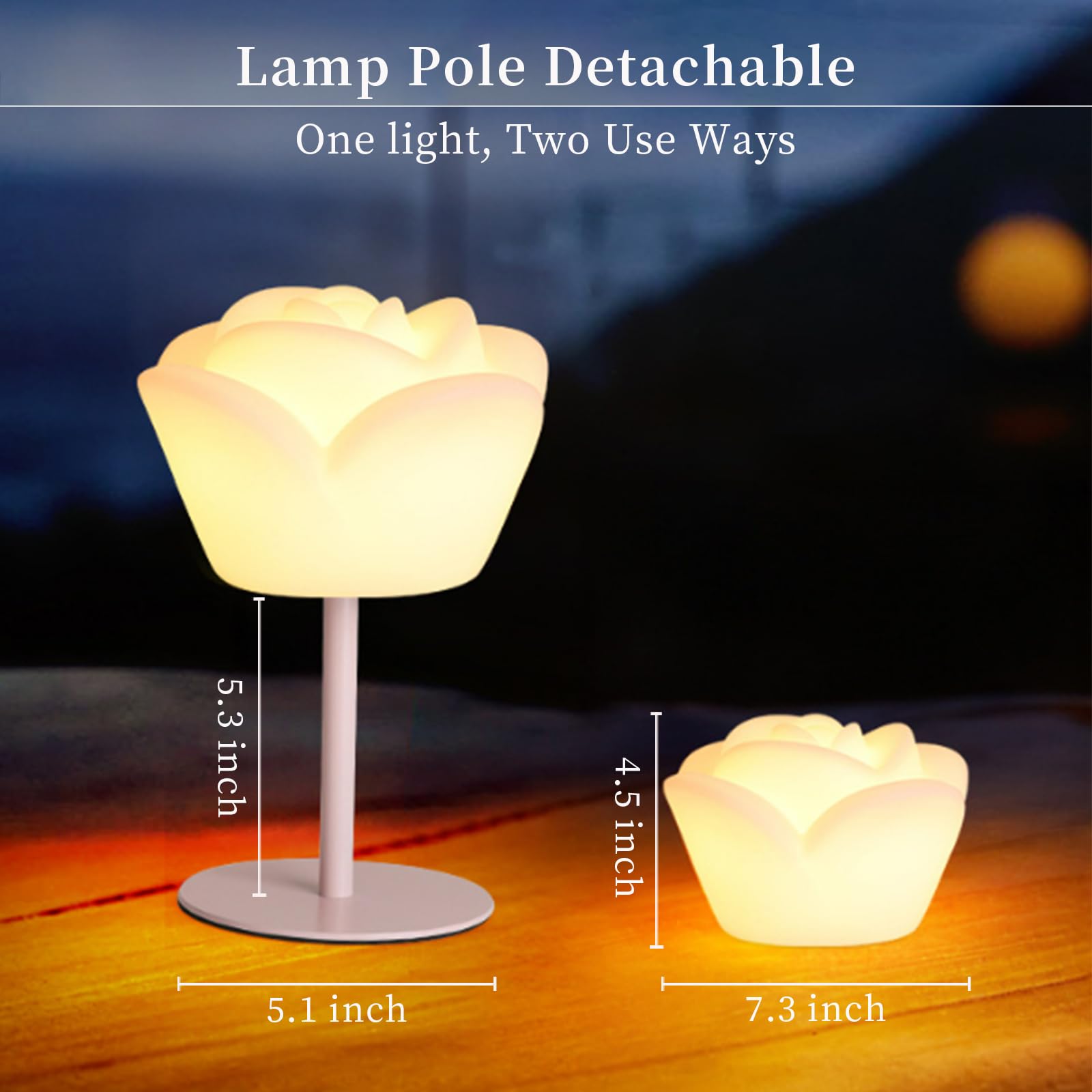Borelor Rose Flower Table Lamp Cordless,16 Color Changing Remote Control Led Desk Lamp,Rechargeable And Dimmable Night Light For Home,Bedroom,Living Room